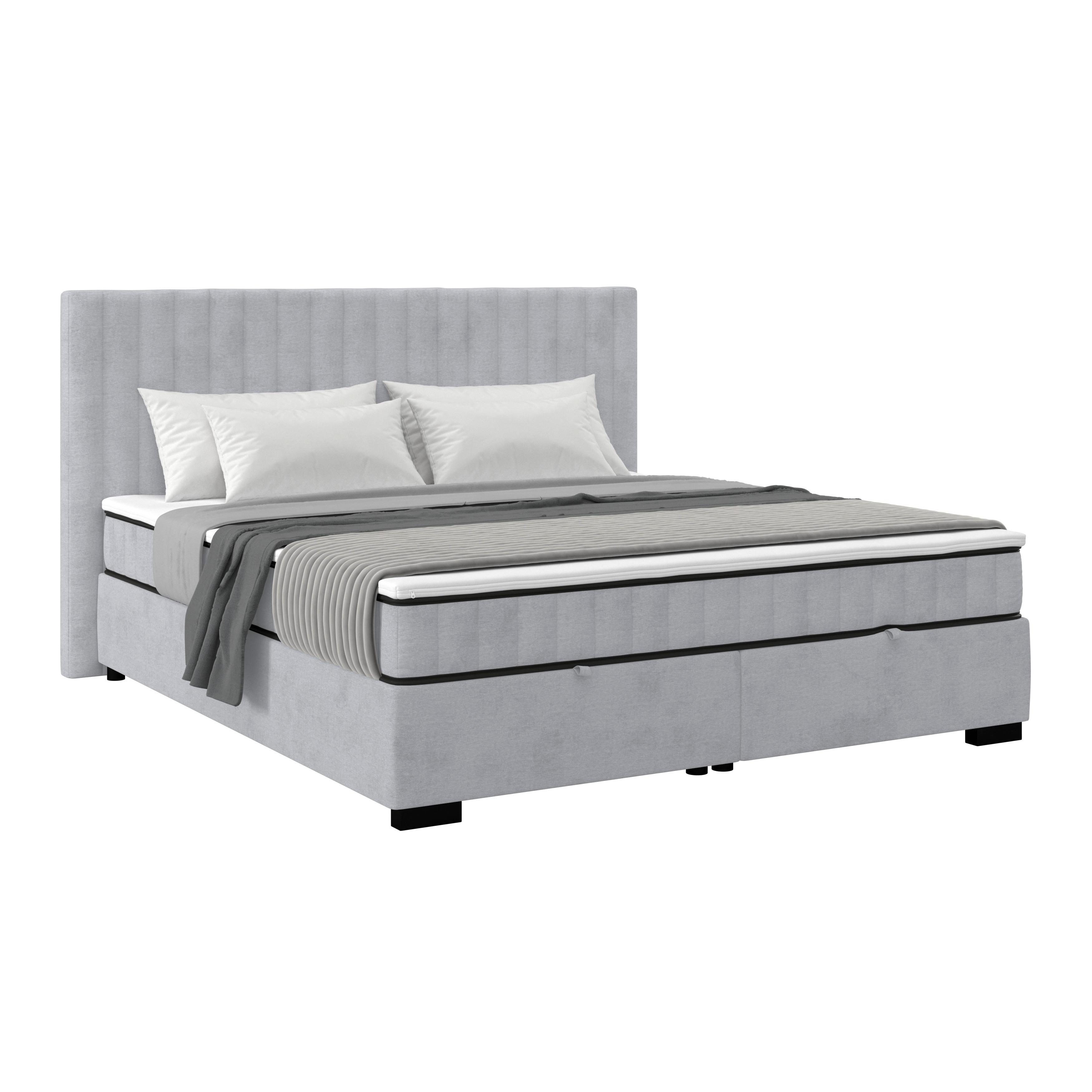 Boxbett Maya 180 - Schwarz/Grau, MODERN, Holz/Holzwerkstoff (180/200cm)