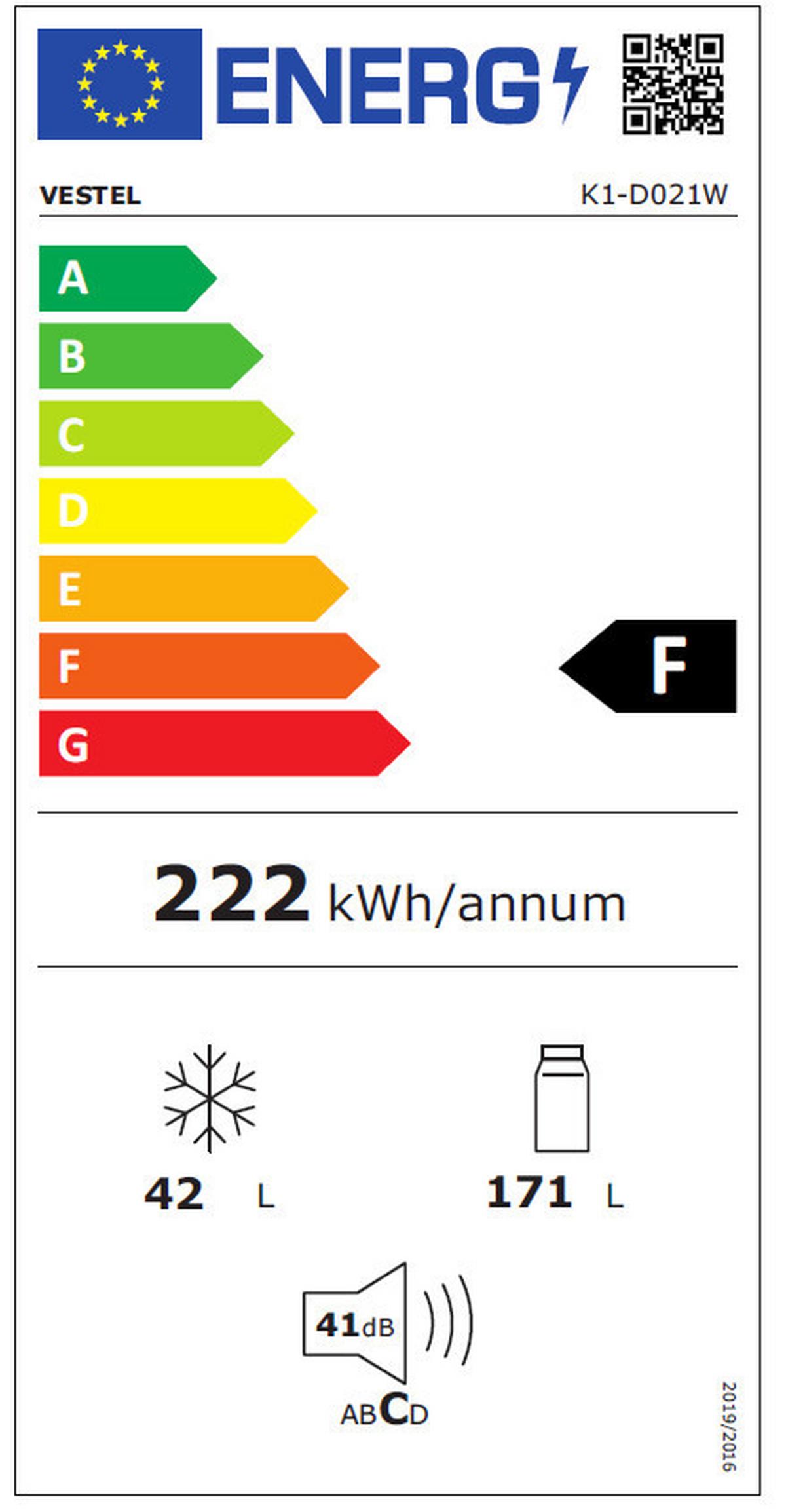 Kühl-Gefrierkombination K1-D021W Weiß 171+42 L - Weiß, Basics (54/144/57cm) - Vestel