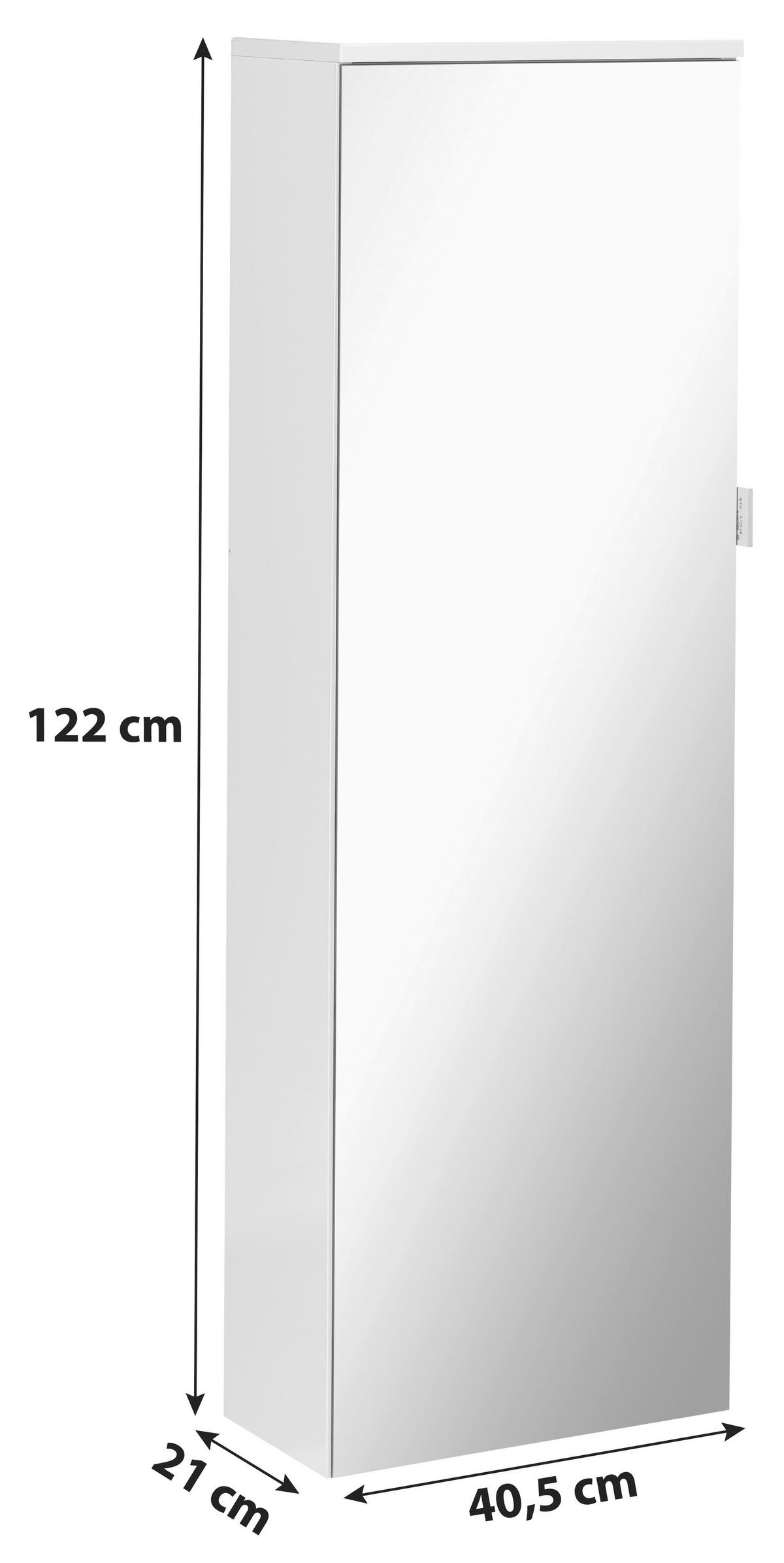 Hängender Midischrank Magic Midi B: 40,5 cm Weiß - Weiß, MODERN, Glas/Holzwerkstoff (40,5/122/21cm) - MID.YOU
