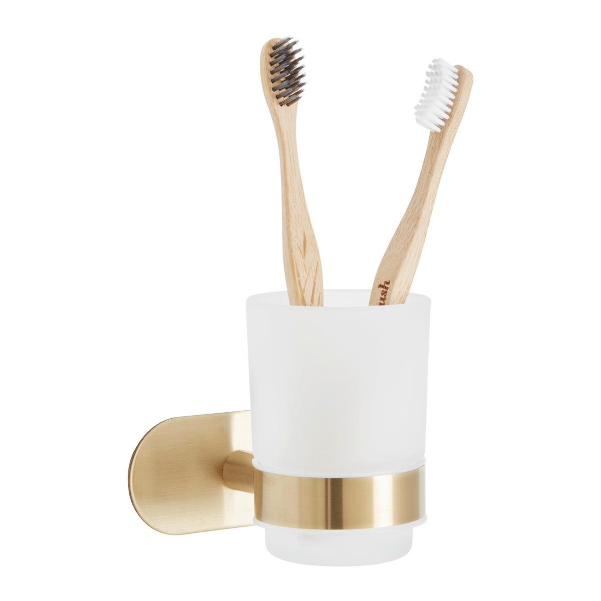 Držák na zubní kartáček OREA GOLD - barvy zlata, Lifestyle, kov/sklo (10/9,5/10cm) - Mömax