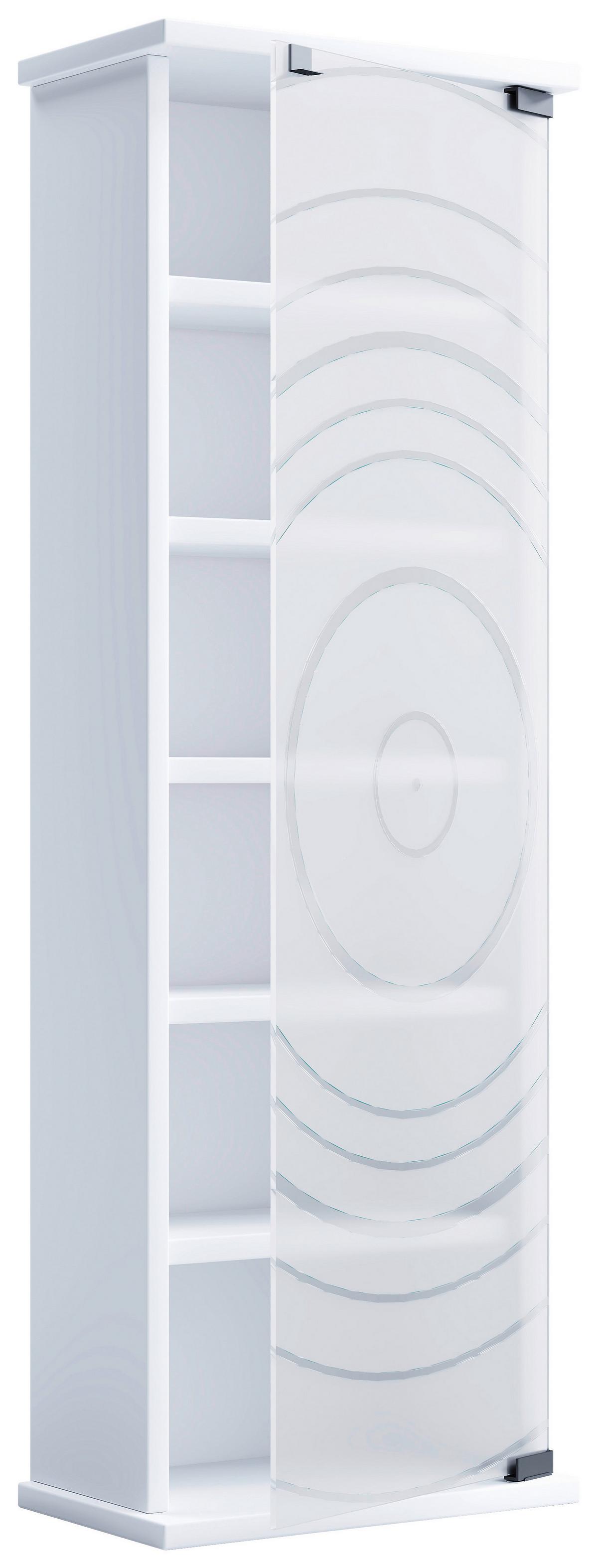 CD-Regal Tilano Weiß B: 31 cm - Weiß, Design, Glas/Holzwerkstoff (31/92/18cm) - MID.YOU