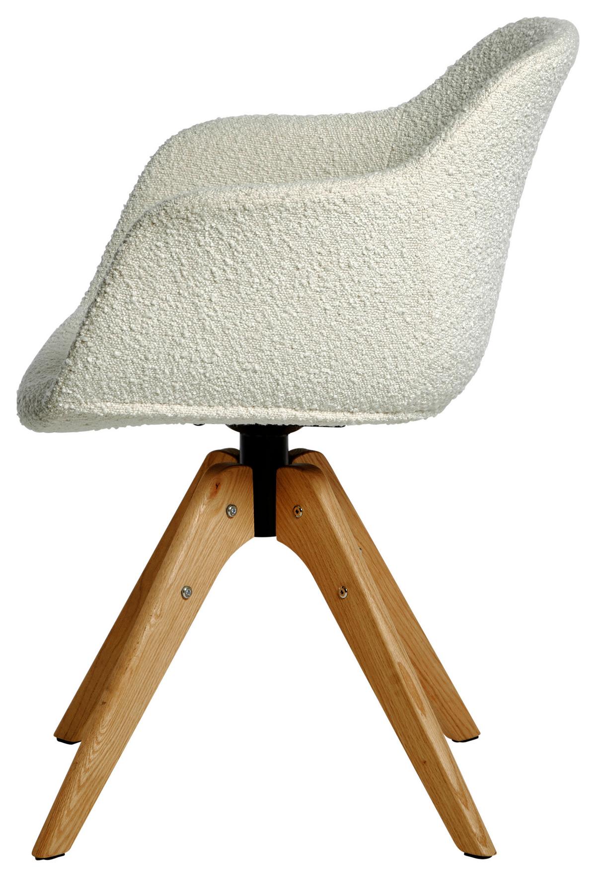 Armlehnstuhl Shell Weiß /eichefarben Echtholz-Beine - Eichefarben/Weiß, MODERN, Holz/Kunststoff (56,5/59/79cm) - Livetastic