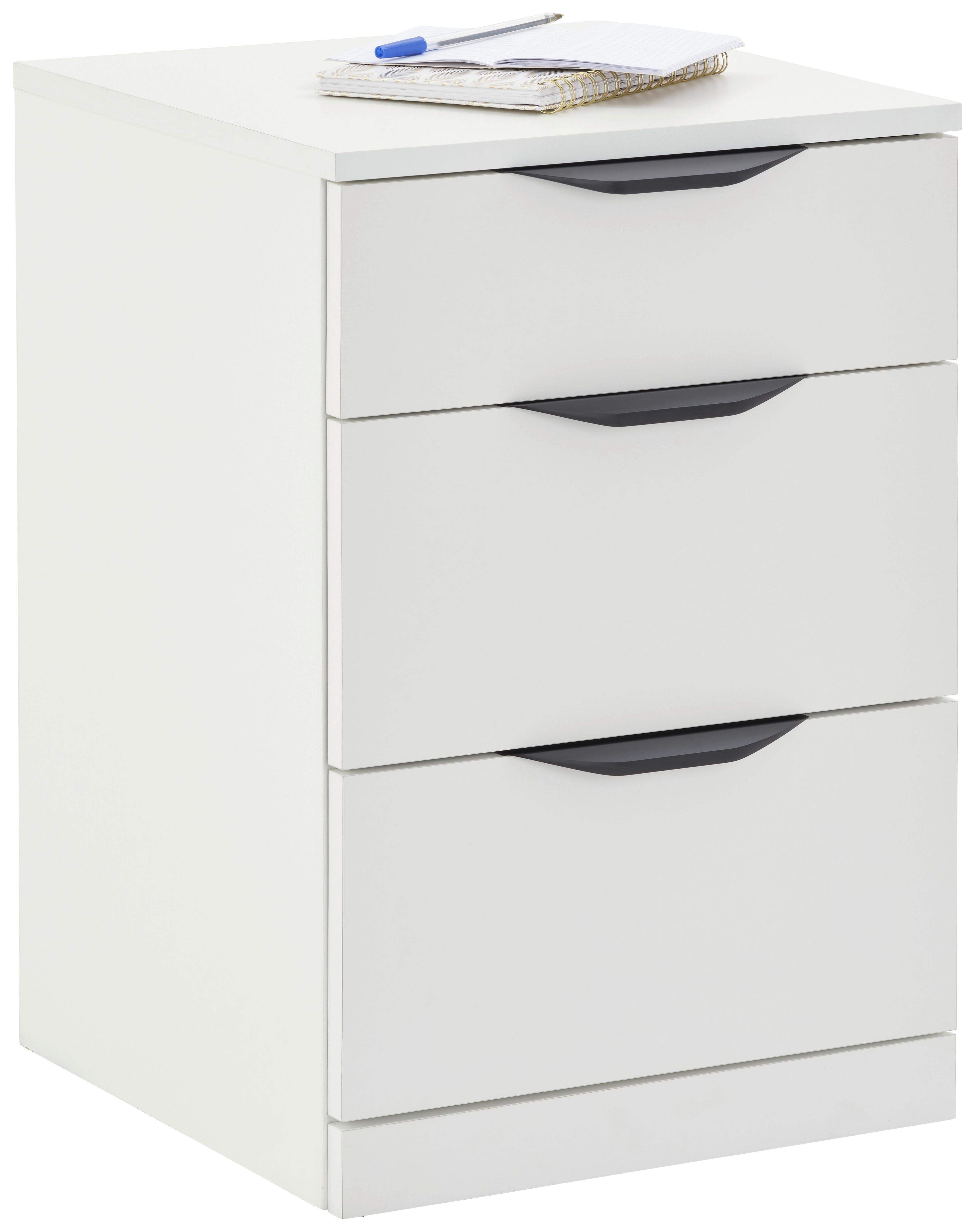 Kommode Rimini Mit 3 Laden Weiß, B: 40 cm - Weiß, Trend, Holzwerkstoff/Kunststoff (40/60,1/40cm)