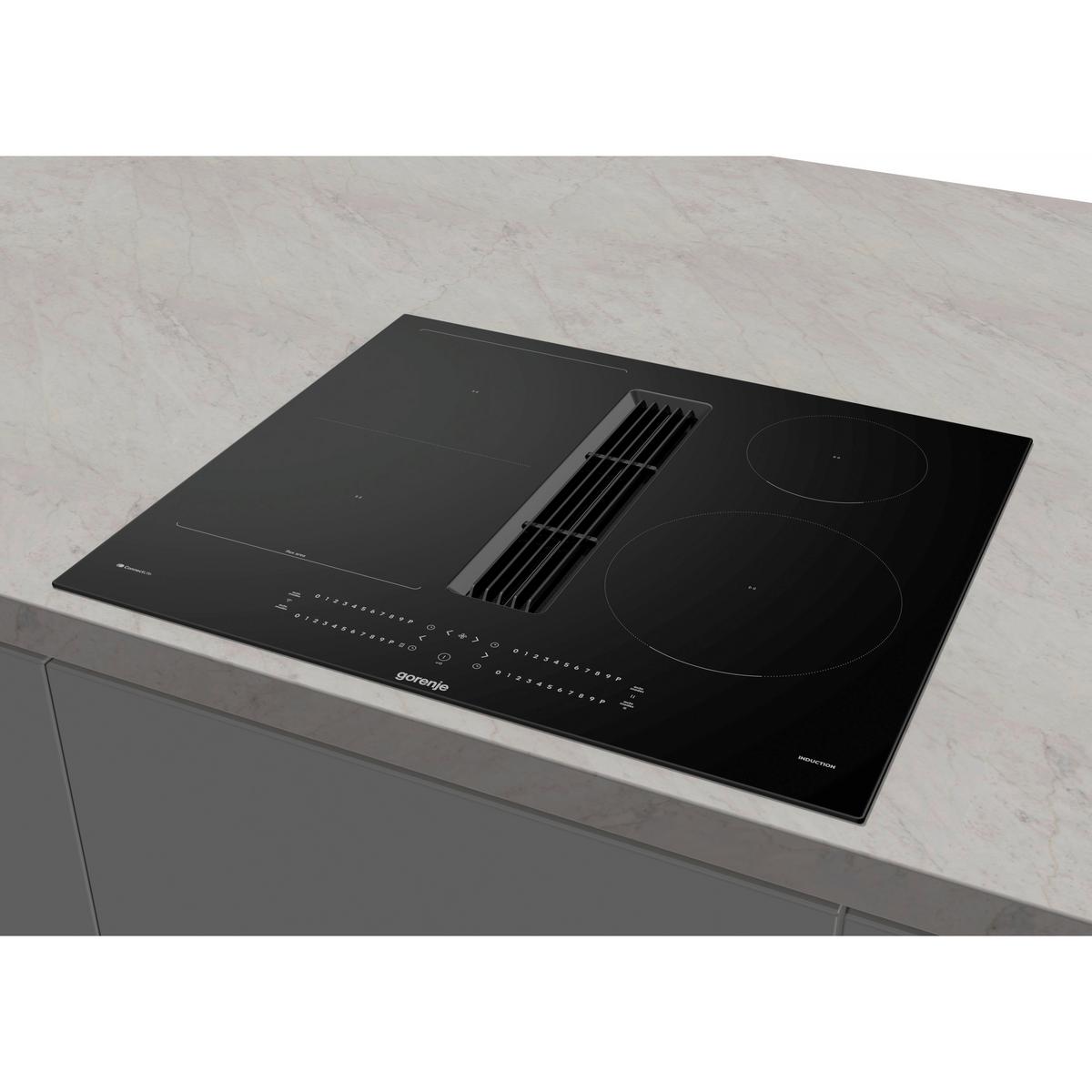 Kochfeld-dunstabzug-kombi Geh6432bscwf - Schwarz Hochglanz, MODERN, Glas (60/23,3/52cm) - Gorenje