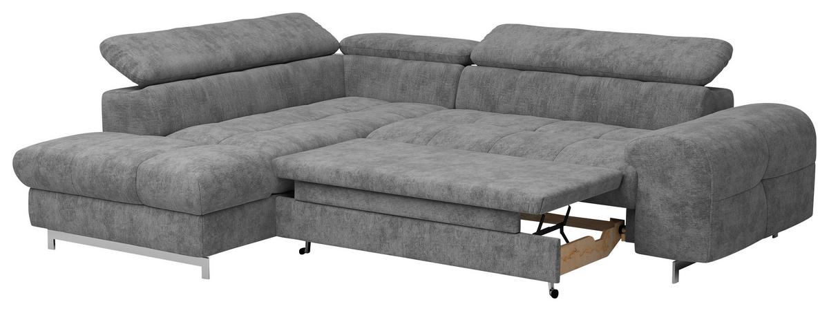 Ecksofa Mit Schlaffunktion Cloud + Hellgrau - Chromfarben/Grau, KONVENTIONELL, Textil (206/257cm) - Livetastic