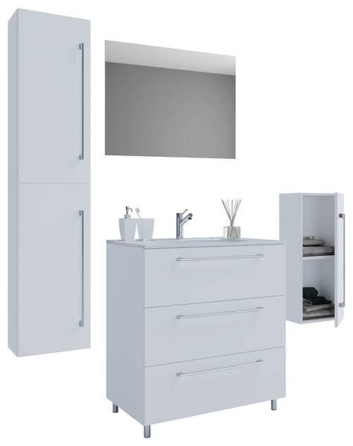 Badezimmer Schubo 5-Teilig Weiß B: 126 cm - Alufarben/Weiß, MODERN, Keramik/Holzwerkstoff (126cm) - MID.YOU
