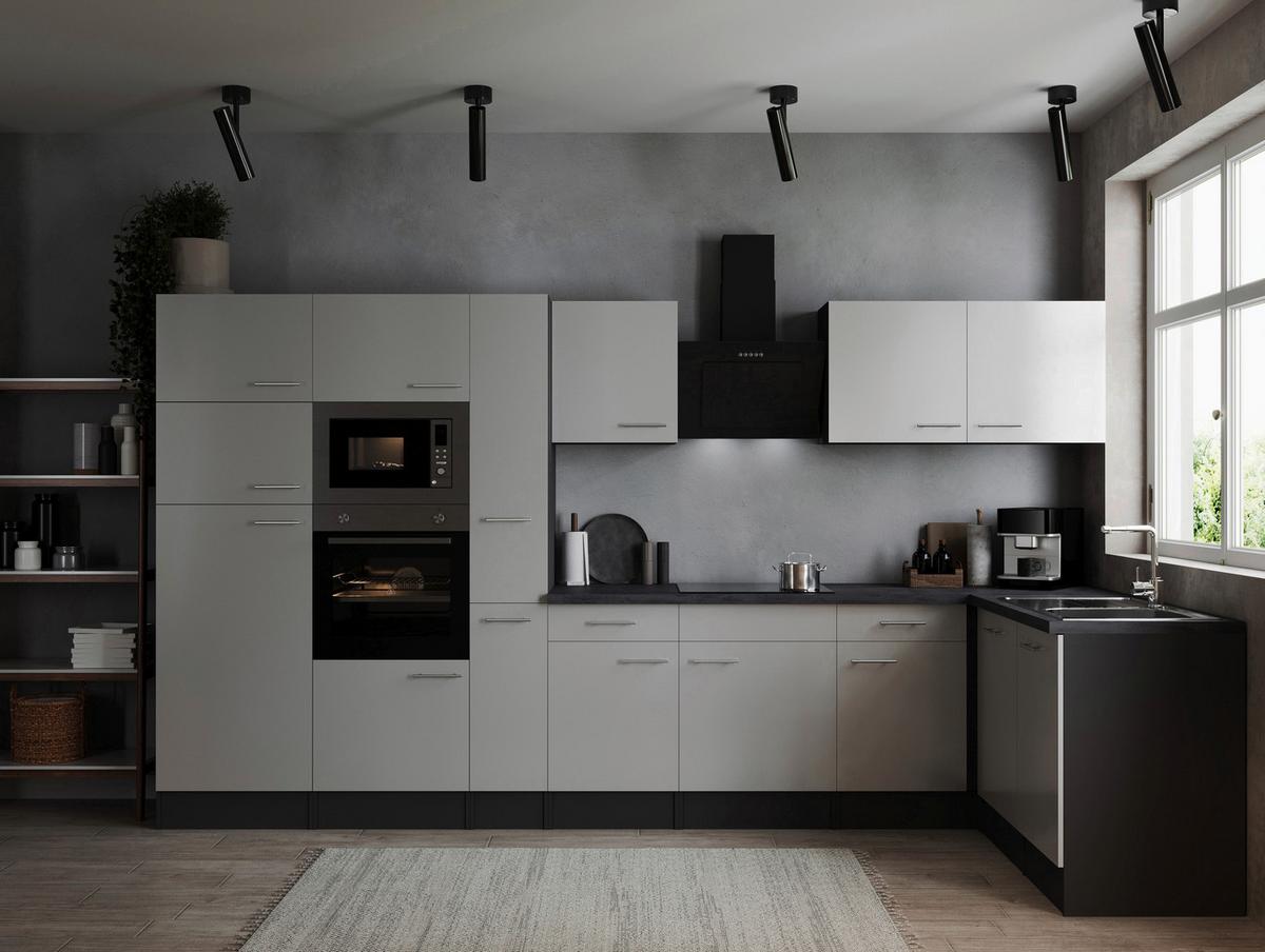 Eckküche Oliver Grau, Weiß S: 370x172 Cm - Weiß/Grau, Design, Holzwerkstoff (370/172cm) - Respekta