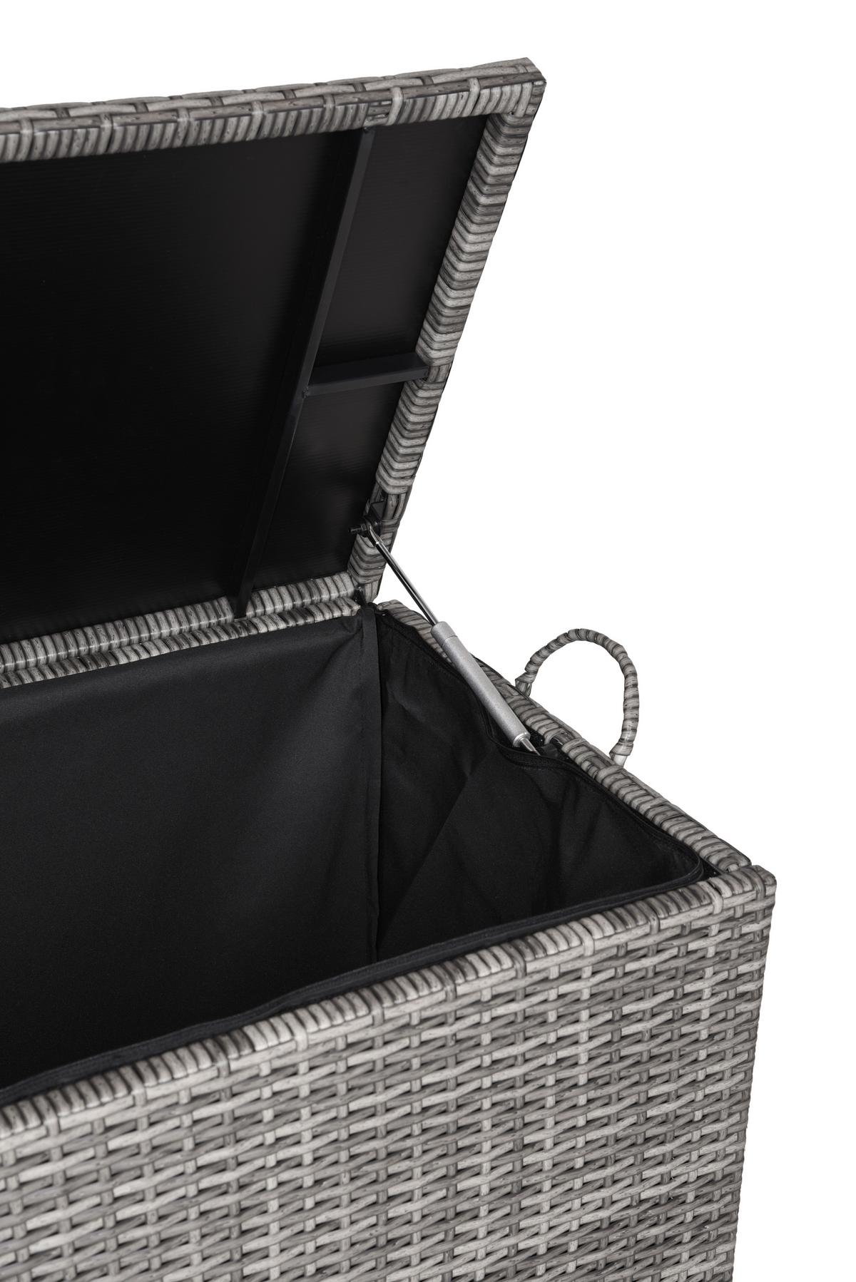 Kissenbox Patras - Schwarz/Grau, Basics, Kunststoff/Metall (50/60/120cm) - Gardenson