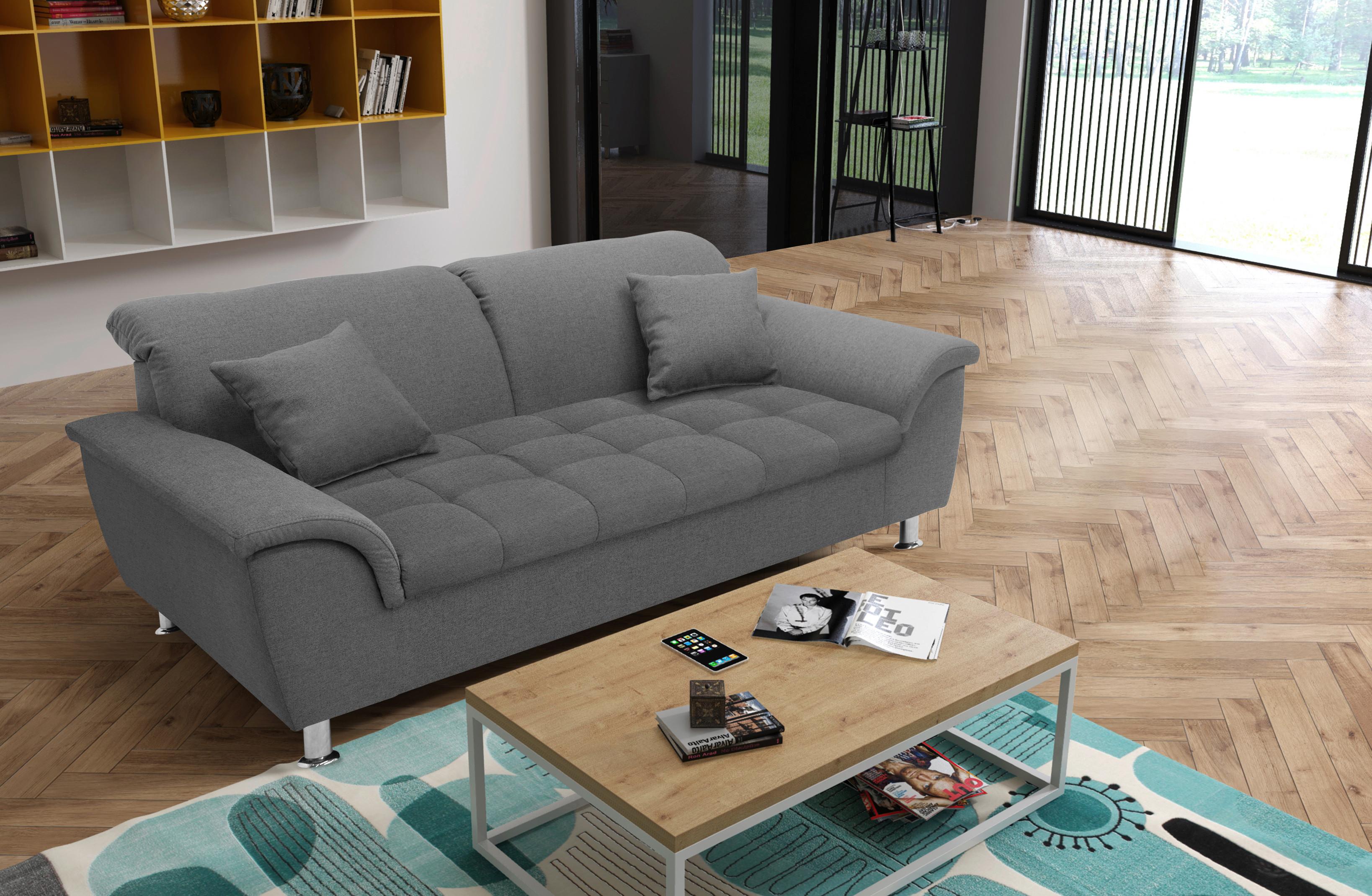 2-Sitzer-Sofa Franzi Grau Webstoff - Chromfarben/Grau, KONVENTIONELL, Textil (210/81/97cm) - MID.YOU