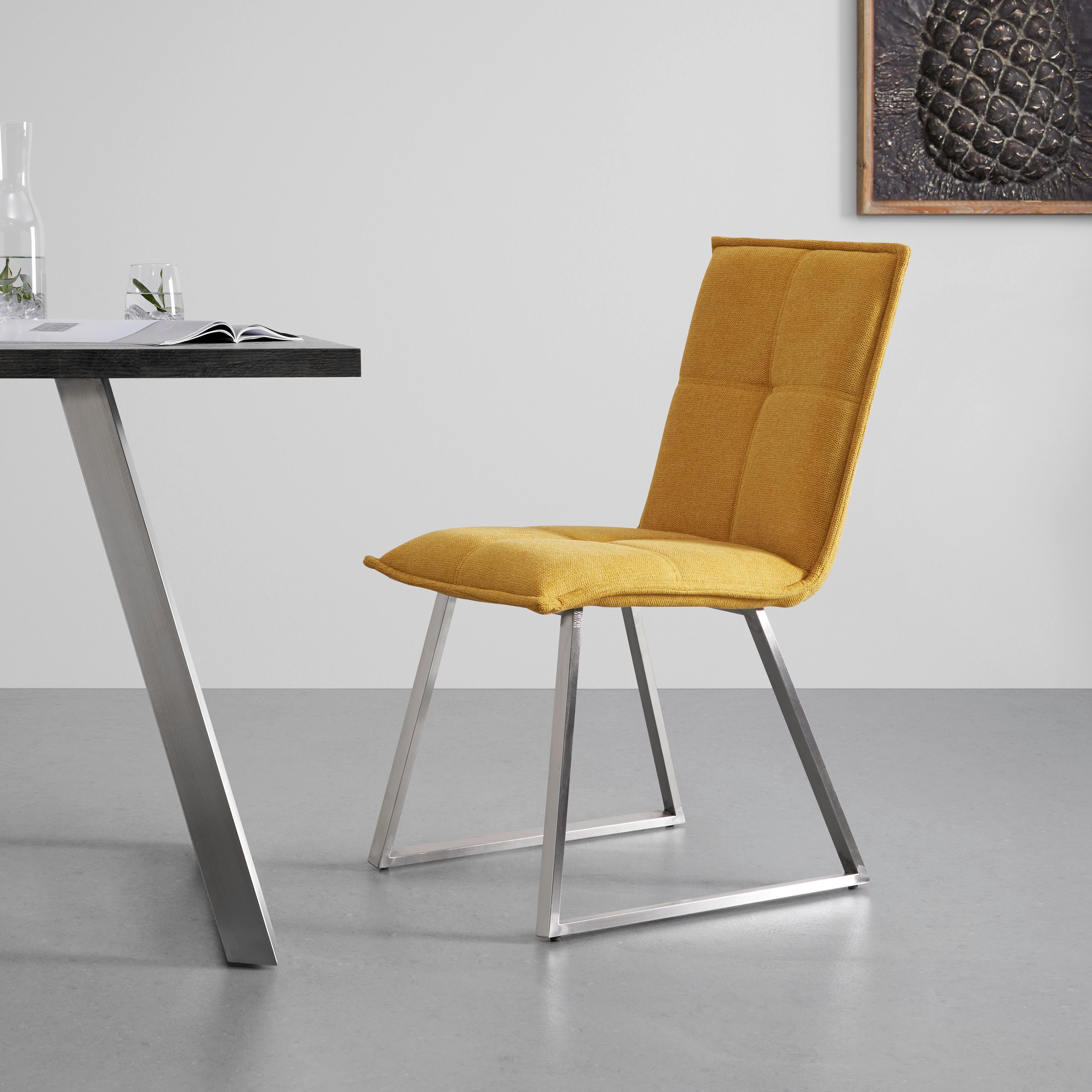 Židle Emilio Žltuá - žlutá/barvy nerez oceli, Moderní, kov/dřevo (46/85/55cm) - Bessagi Home