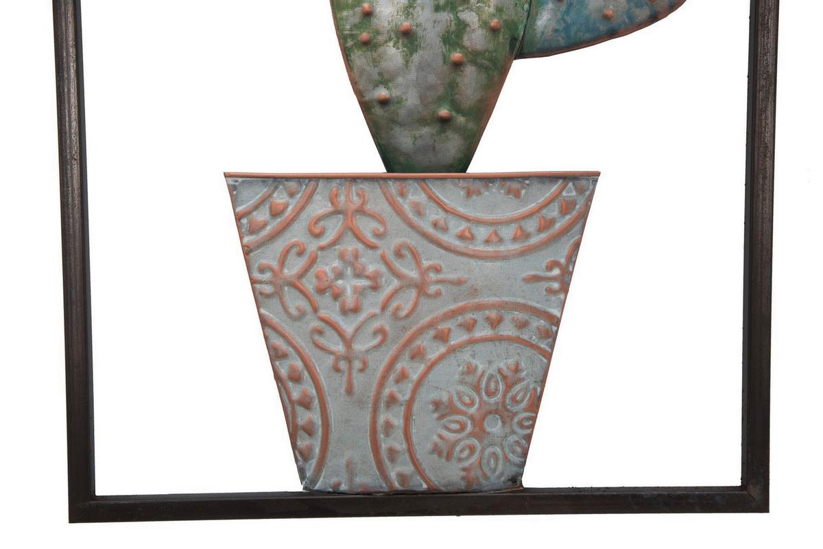 Wanddeko Cactus-Frame Grün, Hellblau B: 31 cm - Hellblau/Grün, Basics, Metall (31/90/2.5cm)