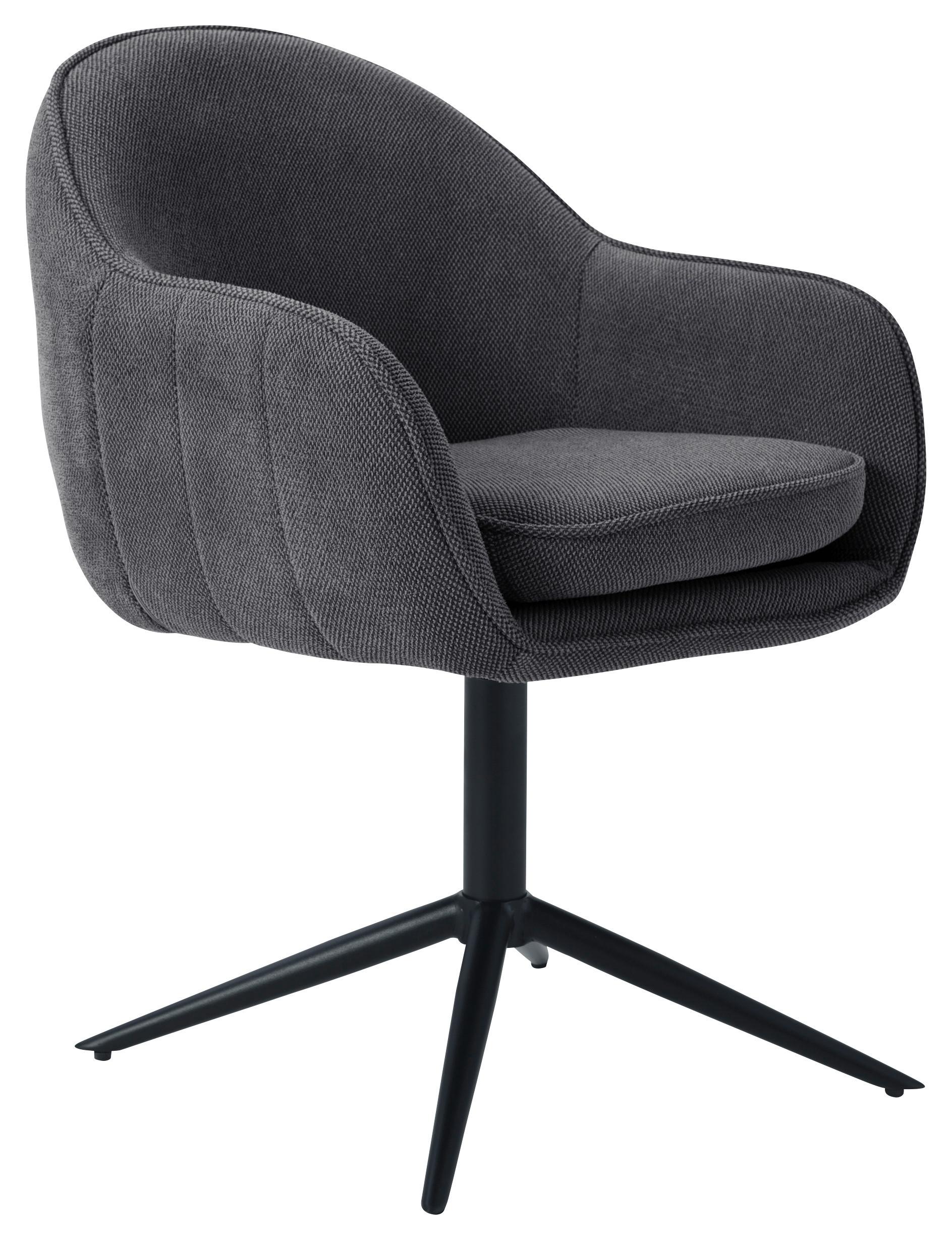 Armlehnstuhl Amara Leinenoptik Schwarz, B: 60 cm - Schwarz, KONVENTIONELL, Holz/Textil (60/81/62cm) - MID.YOU