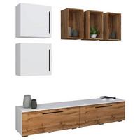 Obývací stěna Arila, 7- dílna, š: 190cm - bílá/černá, Moderní, kompozitní dřevo/plast (190/200/40cm) - MID.YOU