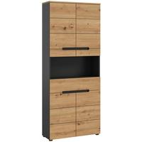 Hochschrank Canu Eiche Artisan Dekor Dunkelgrau - Dunkelgrau/Schwarz, MODERN, Holzwerkstoff (76/193/34cm) - MID.YOU