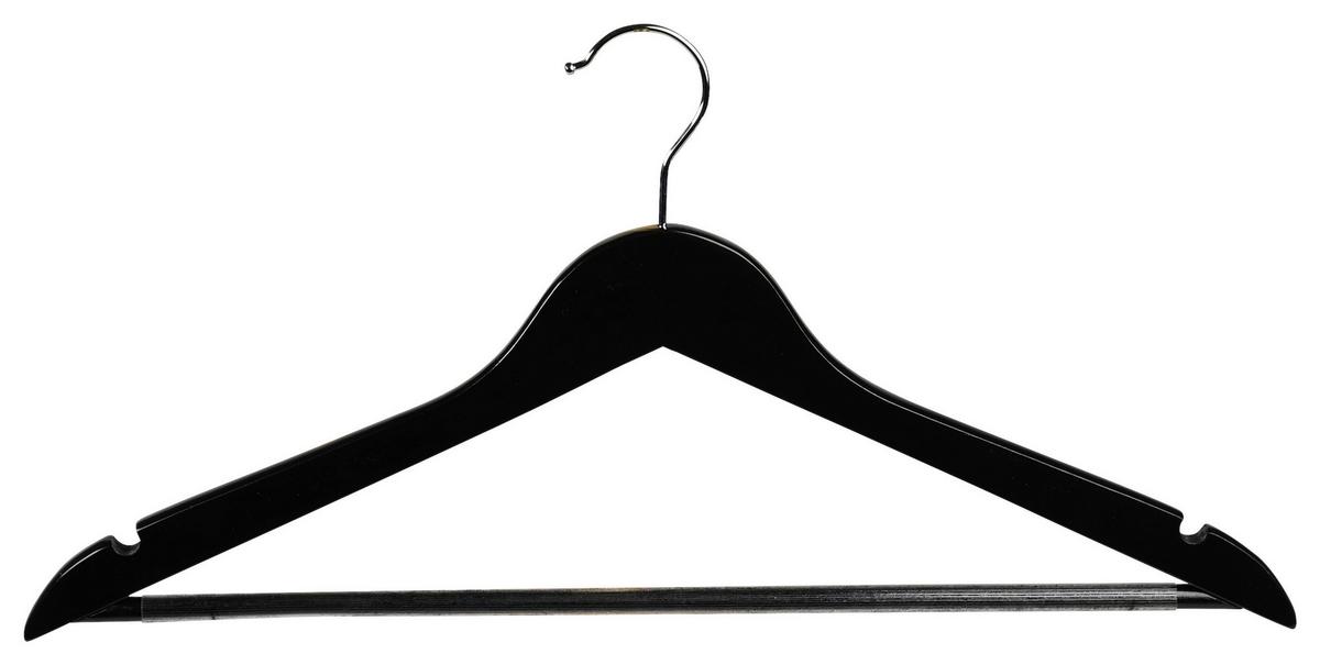 Kleiderbügel Set Schwarz B: 44,5 cm - Schwarz, Basics, Holz (44.5/10/1,2cm) - Kesper