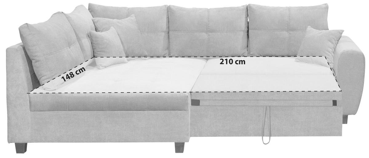 Ecksofa mit Schlaffunktion + Kissen Lea, Polyester-Nylon - Beere/Schwarz, Basics, Holzwerkstoff/Textil (176/248cm) - MID.YOU