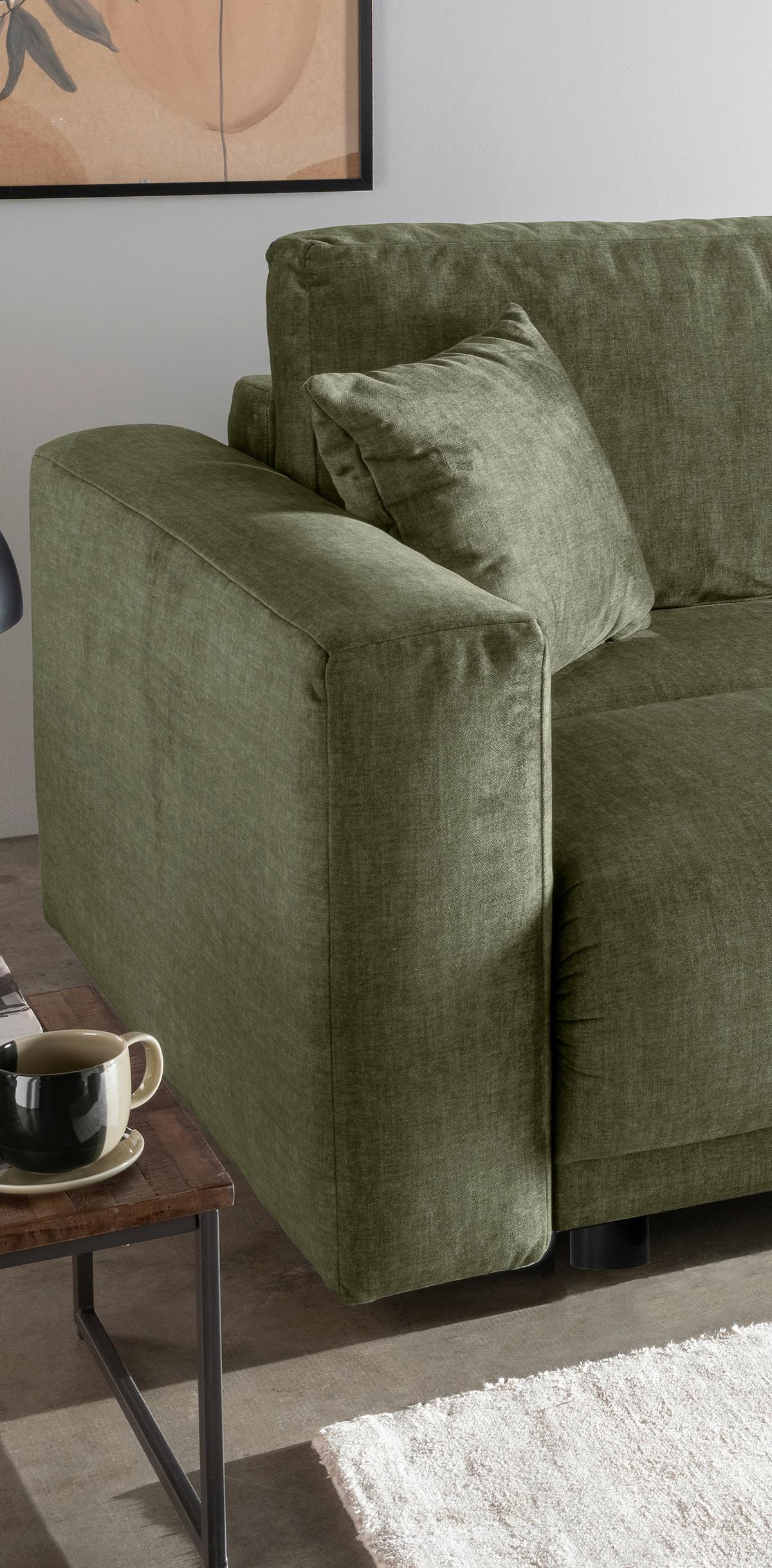 Schlafsofa Longo, Grün B: 245 Cm - Schwarz/Grün, MODERN, Textil (245/86/126cm) - Livetastic