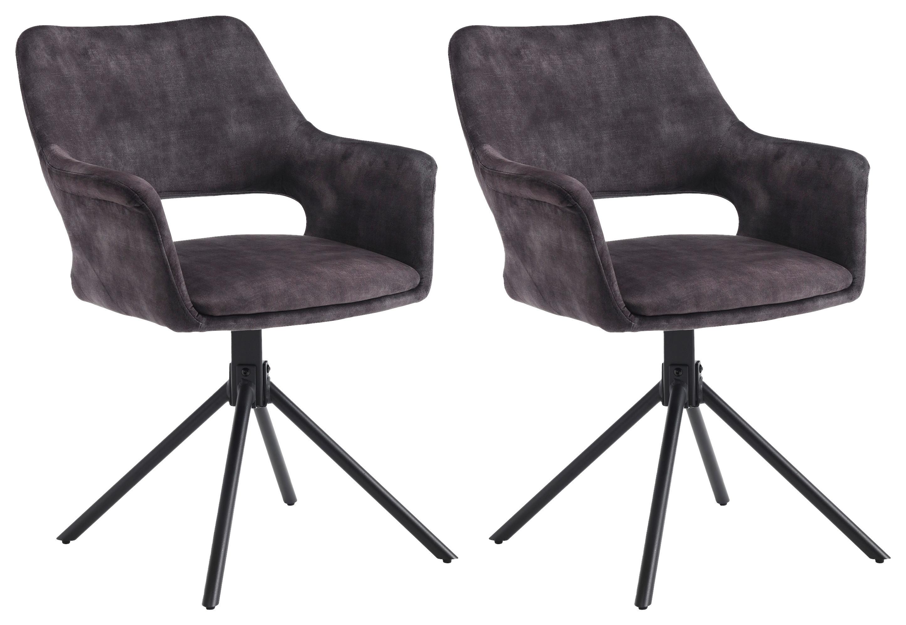 Stuhl-Set Eleonore - Anthrazit/Schwarz, MODERN, Textil/Metall (57/84/61cm) - MID.YOU