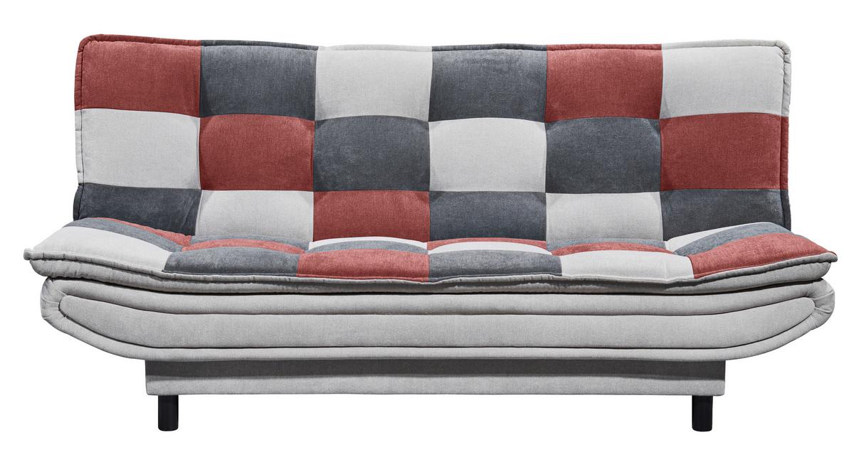 2-Sitzer-Sofa mit Schlaffunkt. + Bettkasten Patch Grau/Beere - Beere/Dunkelgrau, Basics, Holzwerkstoff/Textil (188/90/89cm) - MID.YOU