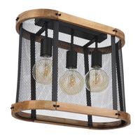 Deckenleuchte L: 45 cm 3-Flammig mit Holz - Dunkelbraun/Schwarz, Natur, Holz/Metall (45/20/38cm) - Globo
