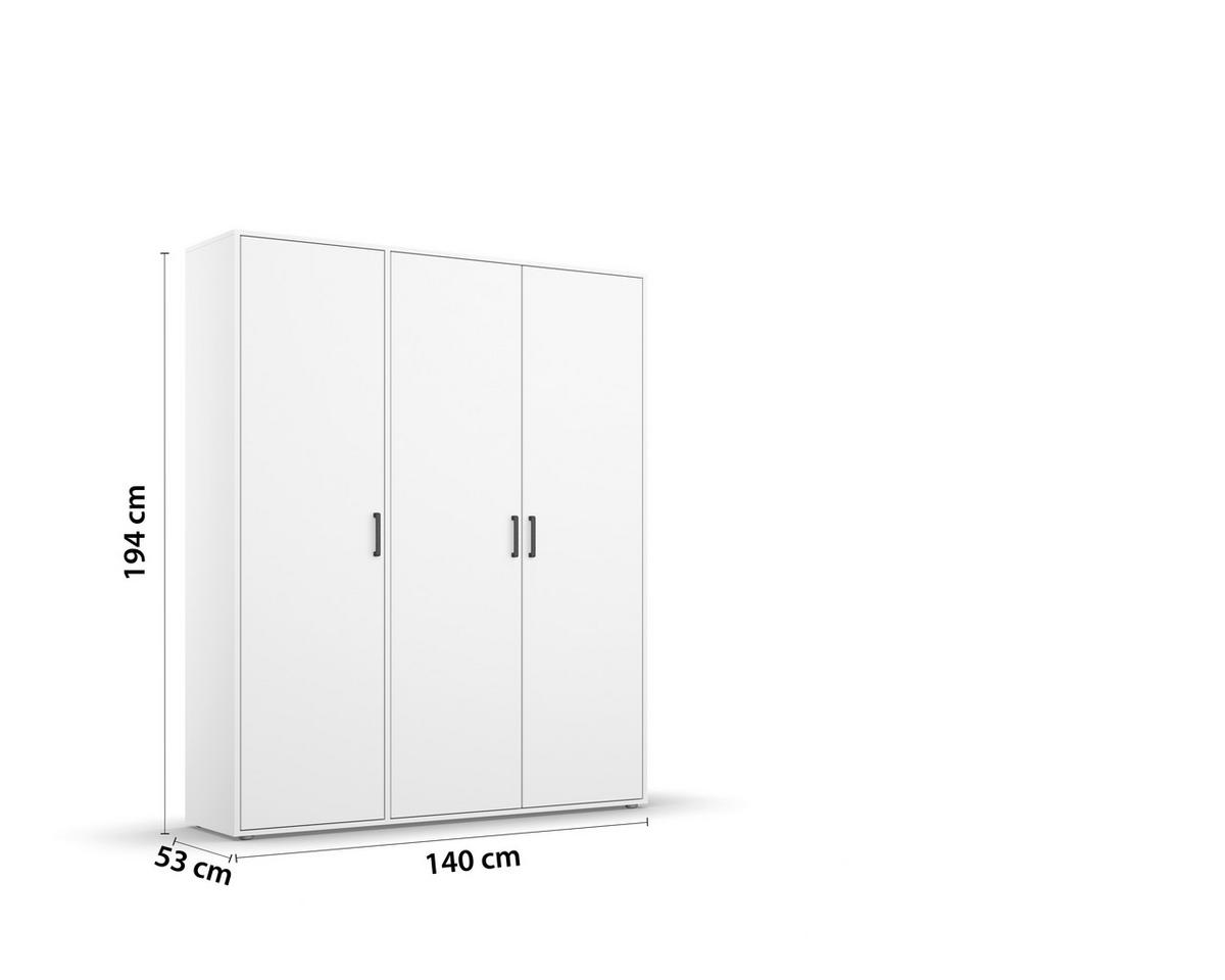 Drehtürenschrank Voyager Weiß B: 140 cm - Weiß, MODERN, Holzwerkstoff (140/194/53cm) - Rauch Möbel