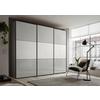 Schwebetürenschrank Glasfront 280cm Includo, Hellgrau/weiß - Dunkelgrau/Hellgrau, MODERN, Glas/Holzwerkstoff (280/222/68cm)
