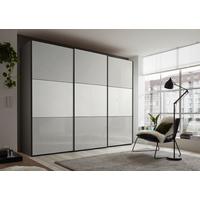 Schwebetürenschrank Glasfront 298 Cm Includo, Hellgrau/weiß - Dunkelgrau/Hellgrau, MODERN, Glas/Holzwerkstoff (298/222/68cm)