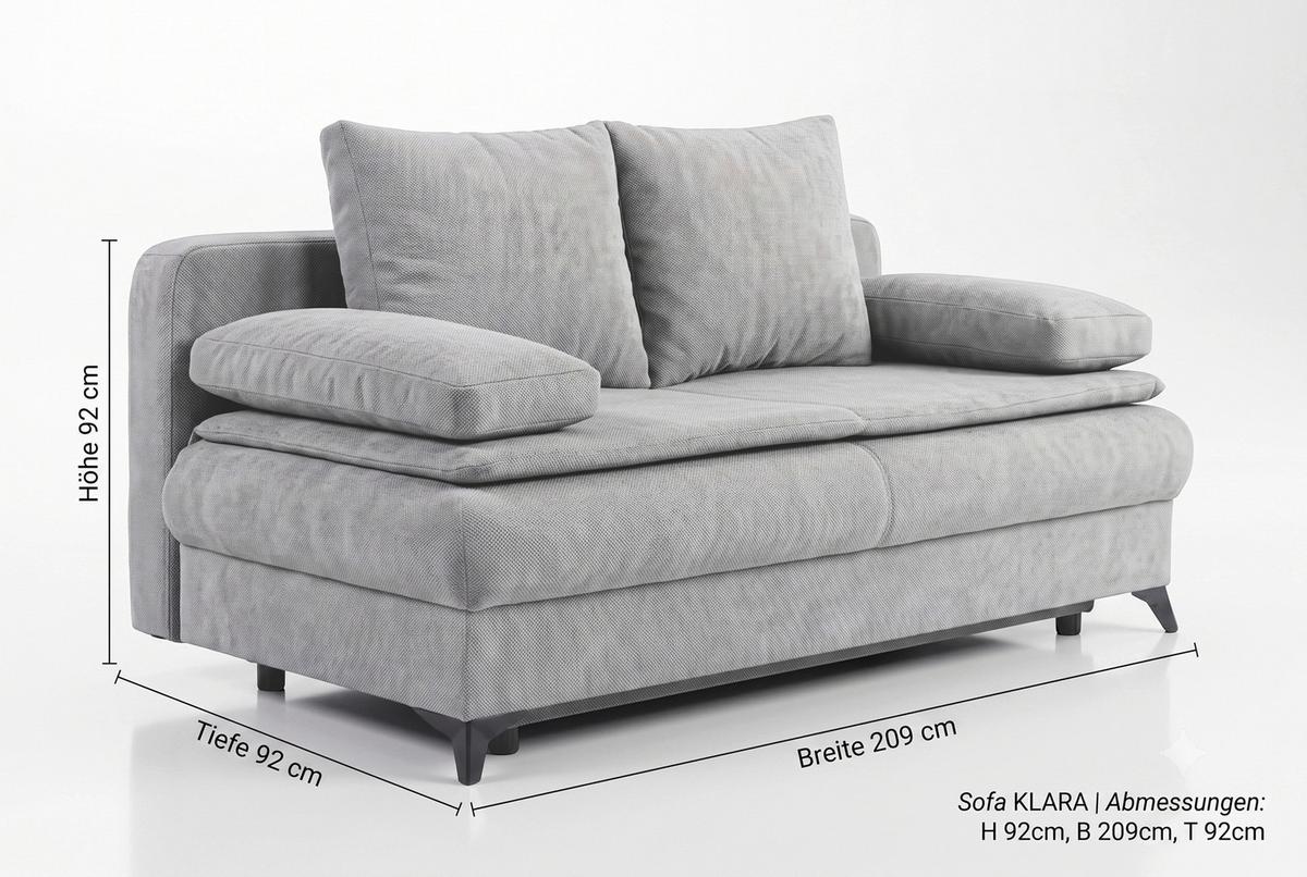 Rozkladacia pohovka KEN, sivá - čierna/sivá, Konventionell, kompozitné drevo/textil (209/105cm) - Based
