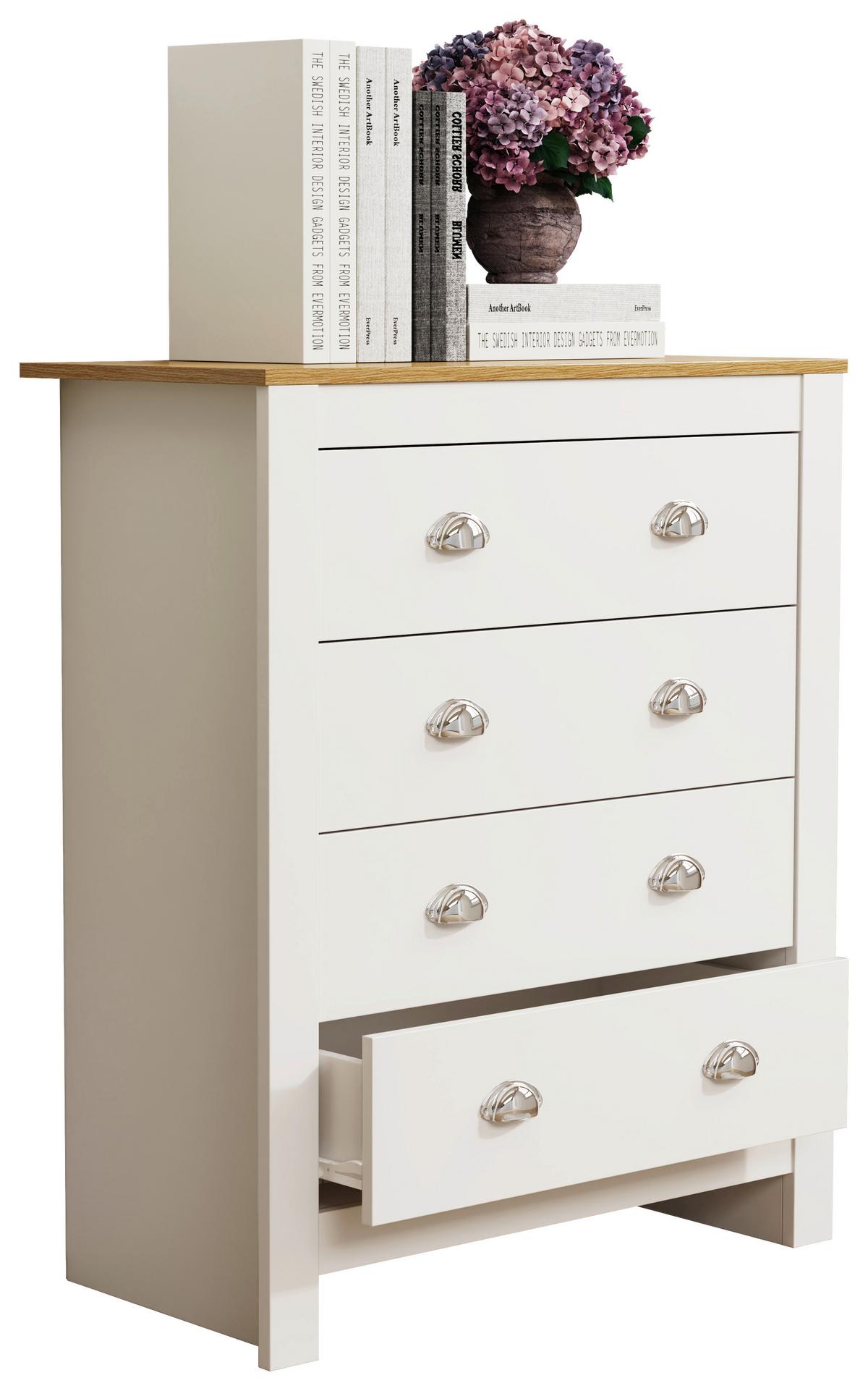 Kommode Balusa Weiß, Eiche Dekor B: 79 cm - Honigeiche/Weiß, LIFESTYLE, Holzwerkstoff (79/95/39,5cm) - MID.YOU
