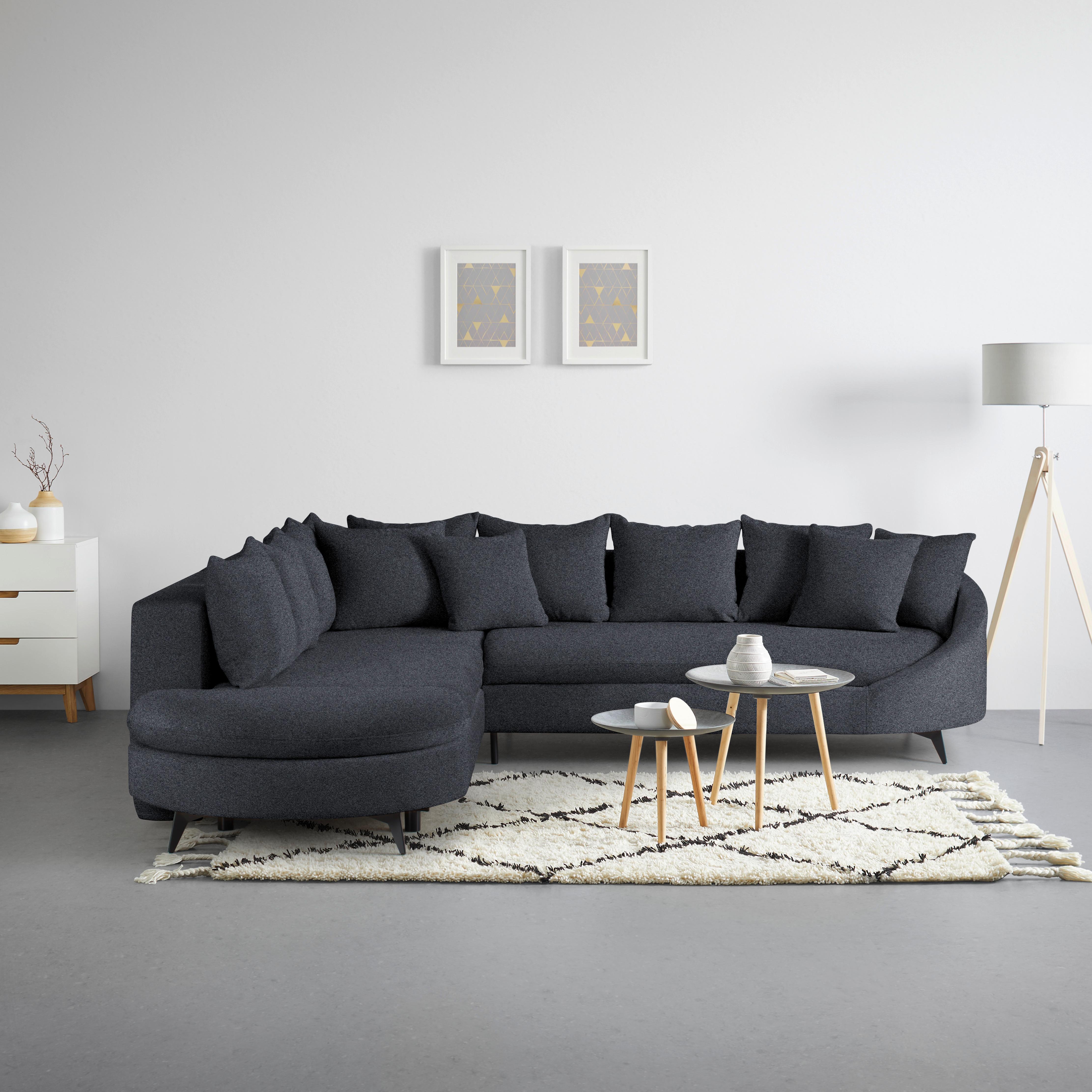 Rohová sedačka AXEL, ľavá, tmavosivá tkanina - čierna/tmavosivá, Modern, kov/textil (250/291cm) - Mömax