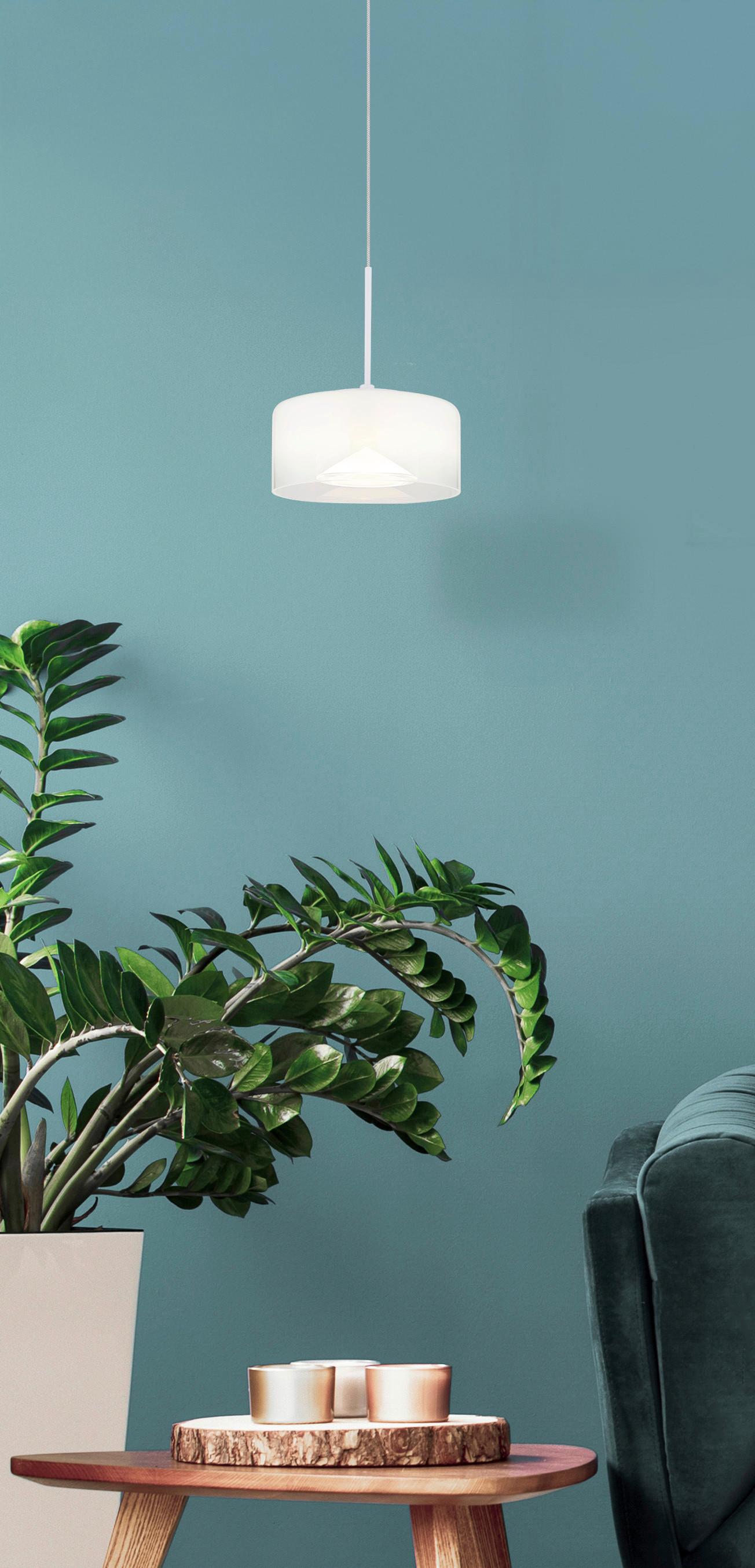LED-Hängeleuchte Belinda Klar Opal Weiß D: 15 cm - Klar/Opal, Design, Glas/Kunststoff (15/150cm) - Globo