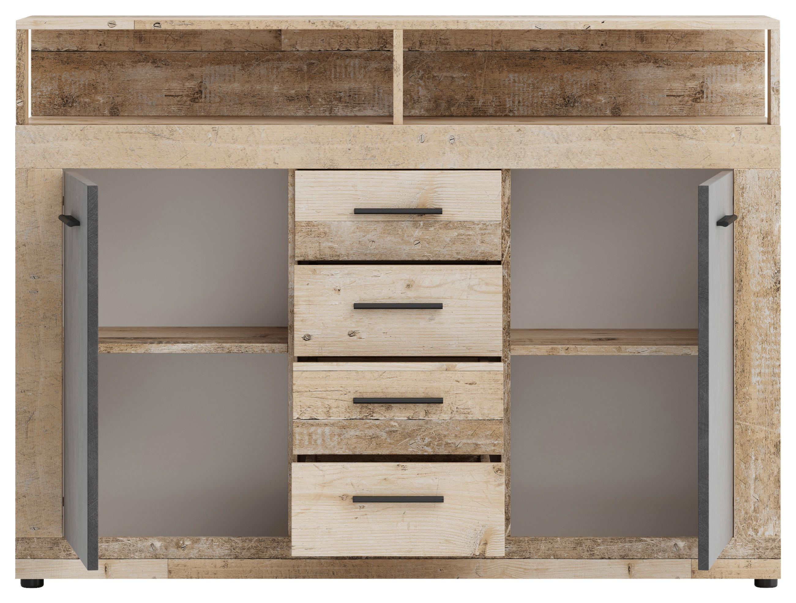 Kommode Lupo Eiche Dekor Anthrazit B: 119 cm - Eichefarben/Anthrazit, Design, Holzwerkstoff (119/96/32cm) - MID.YOU