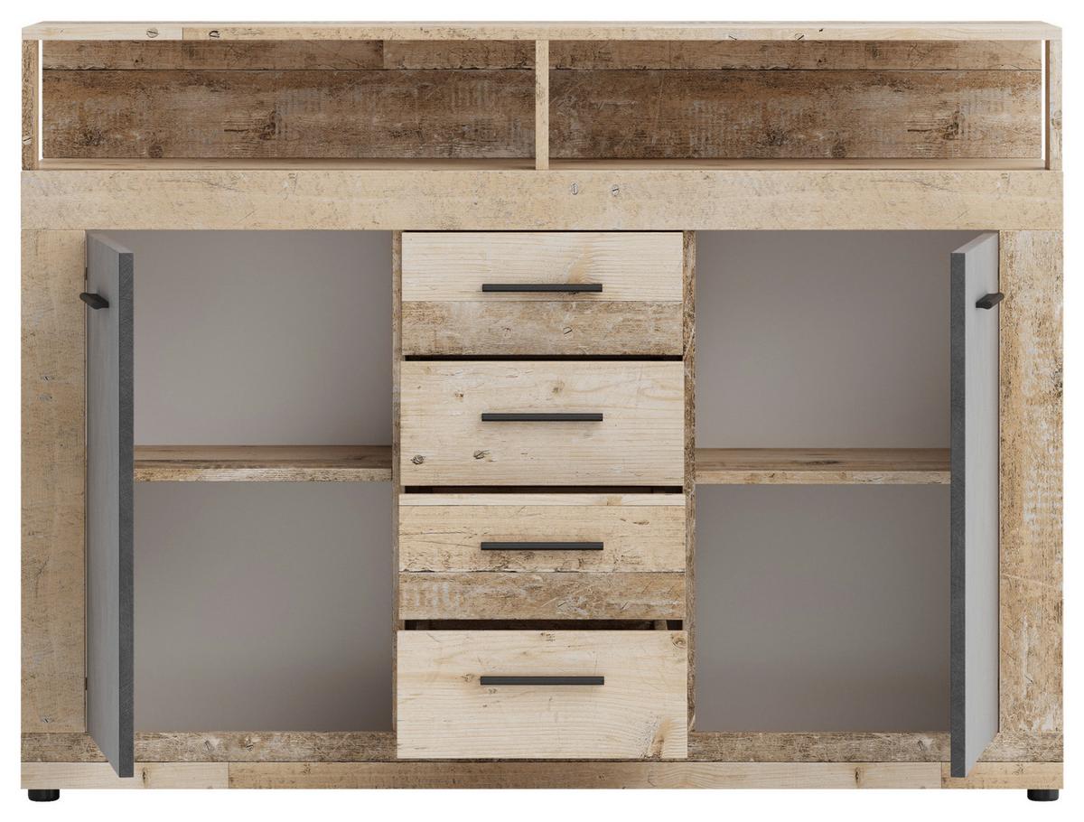 Kommode Lupo Eiche Dekor Anthrazit B: 119 Cm - Eichefarben/Anthrazit, Design, Holzwerkstoff (119/96/32cm) - MID.YOU