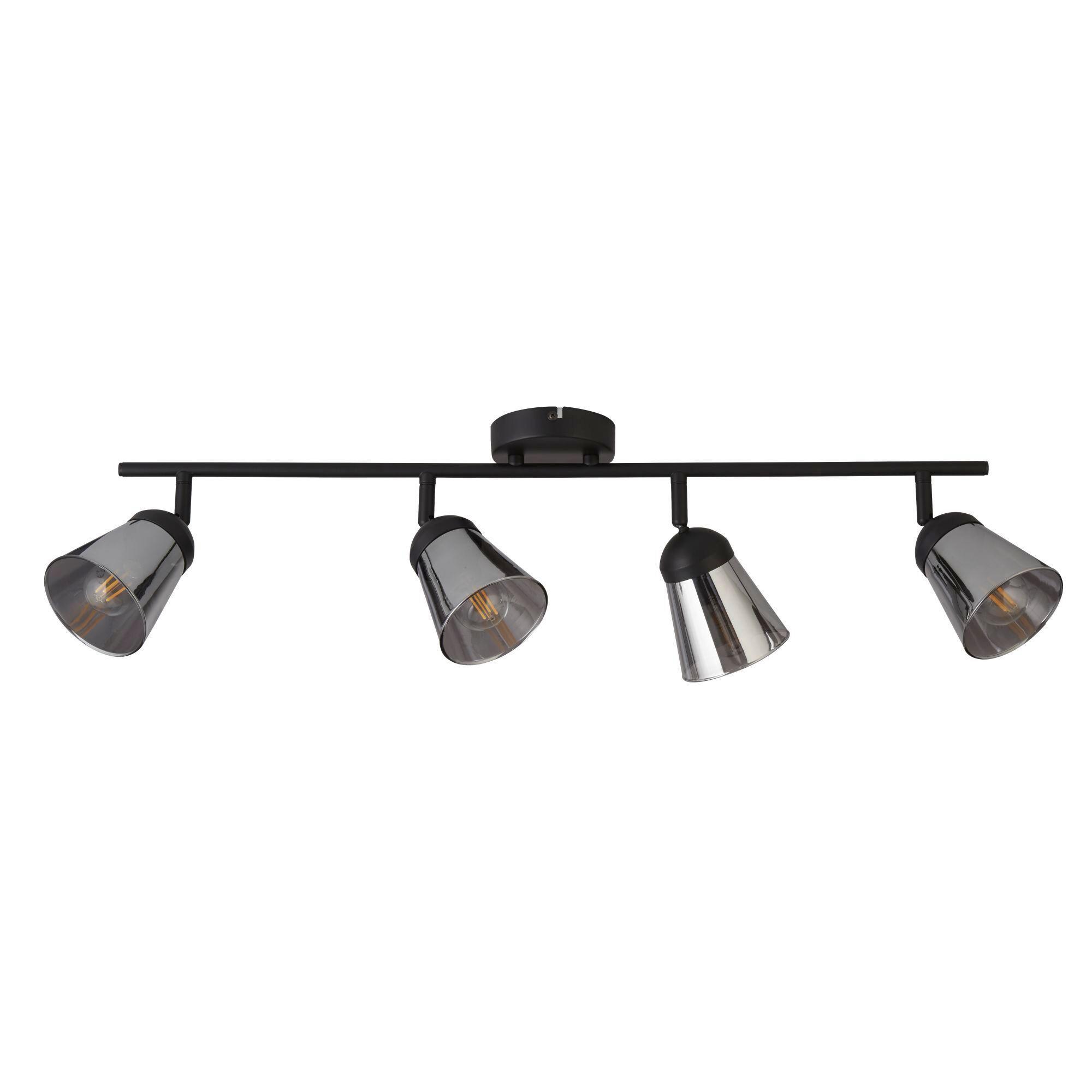 DECKENSTRAHLER 61170-4SM - Schwarz, Basics, Glas/Metall (83/24/14cm)