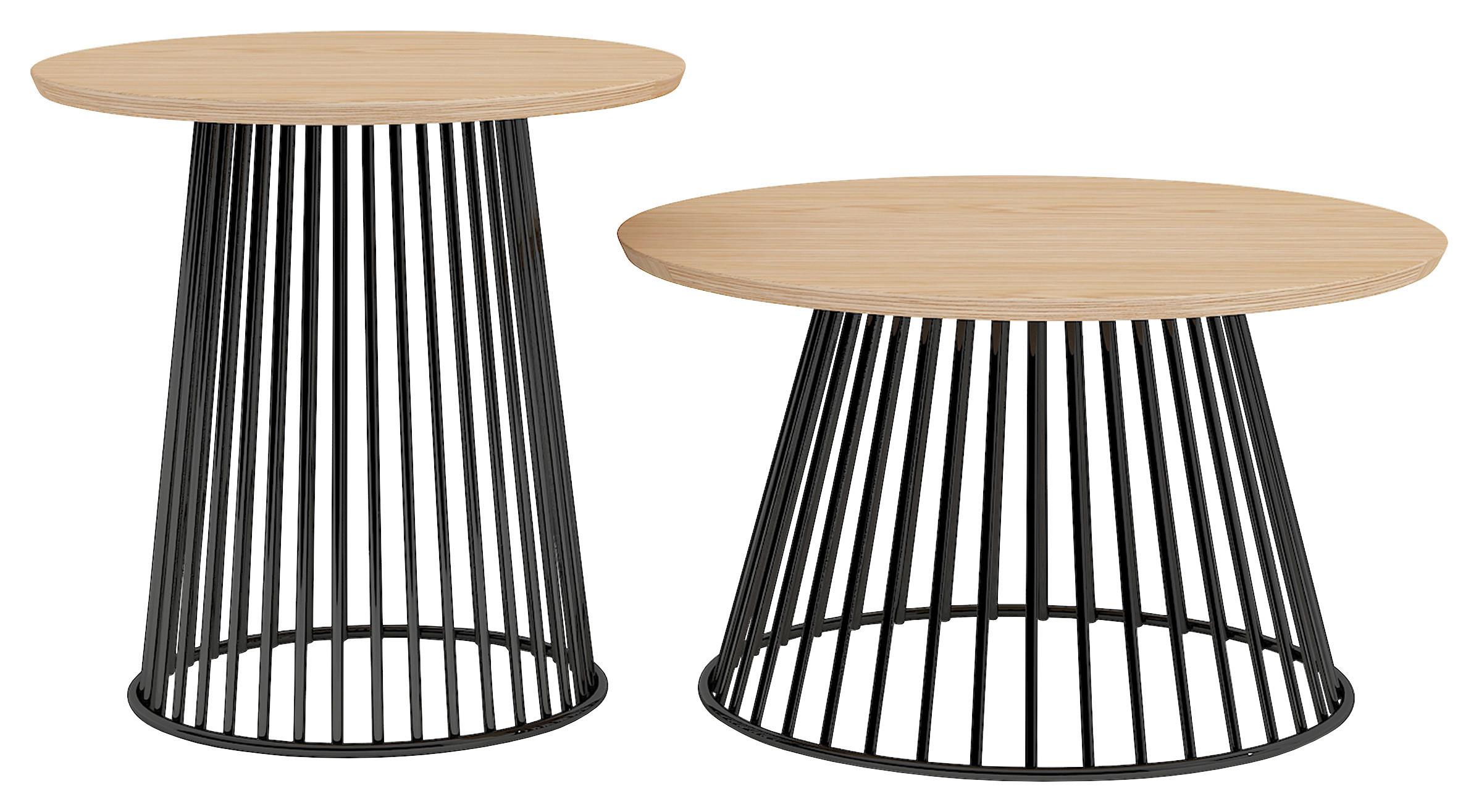 Konferenčný stolík NICA P: 70cm - čierna/farba duba, Modern, kov/drevo (70/40cm) - Mömax