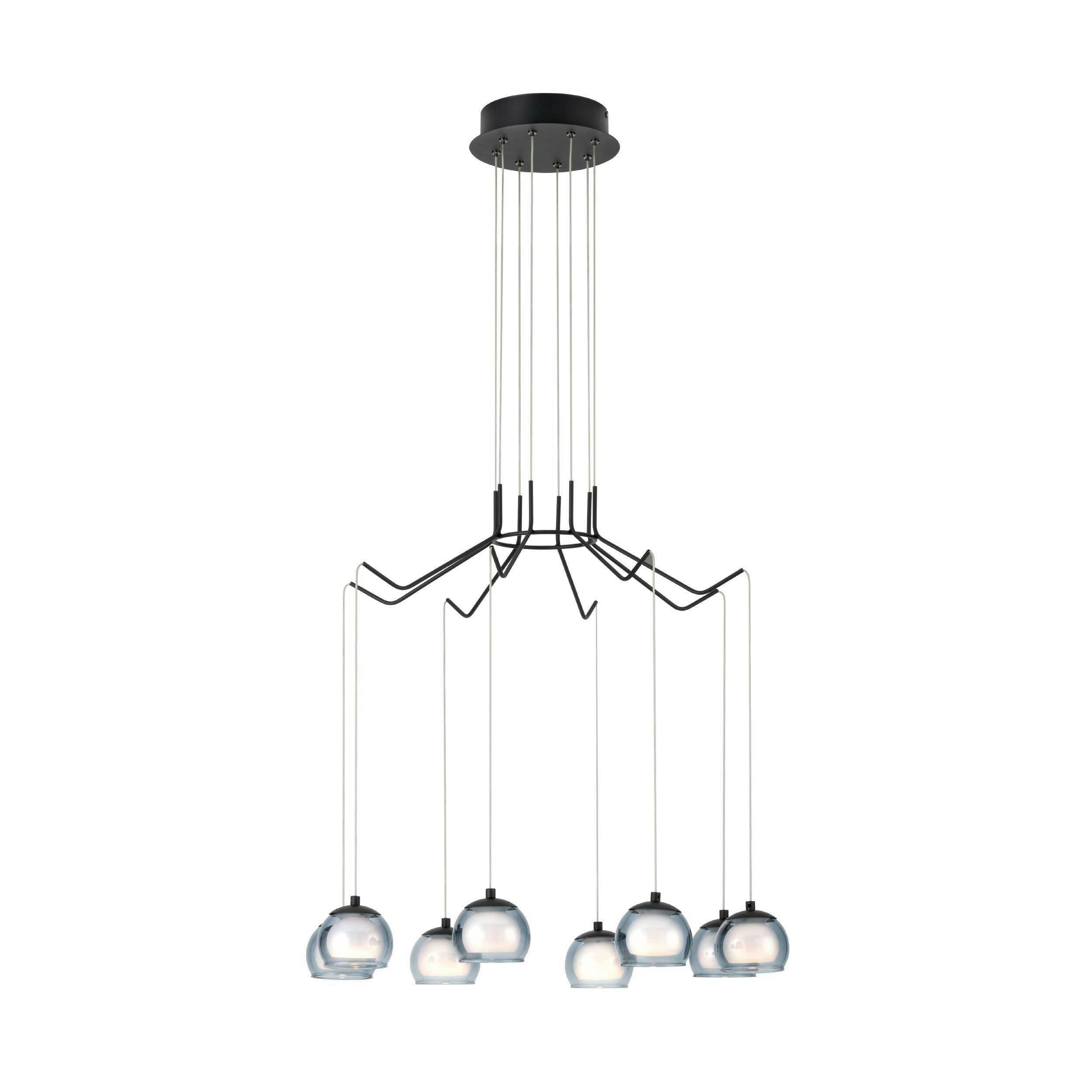 HÄNGELEUCHTE 39511_ROVIGANA - Schwarz/Weiß, Design, Glas/Metall (67/121cm) - Eglo