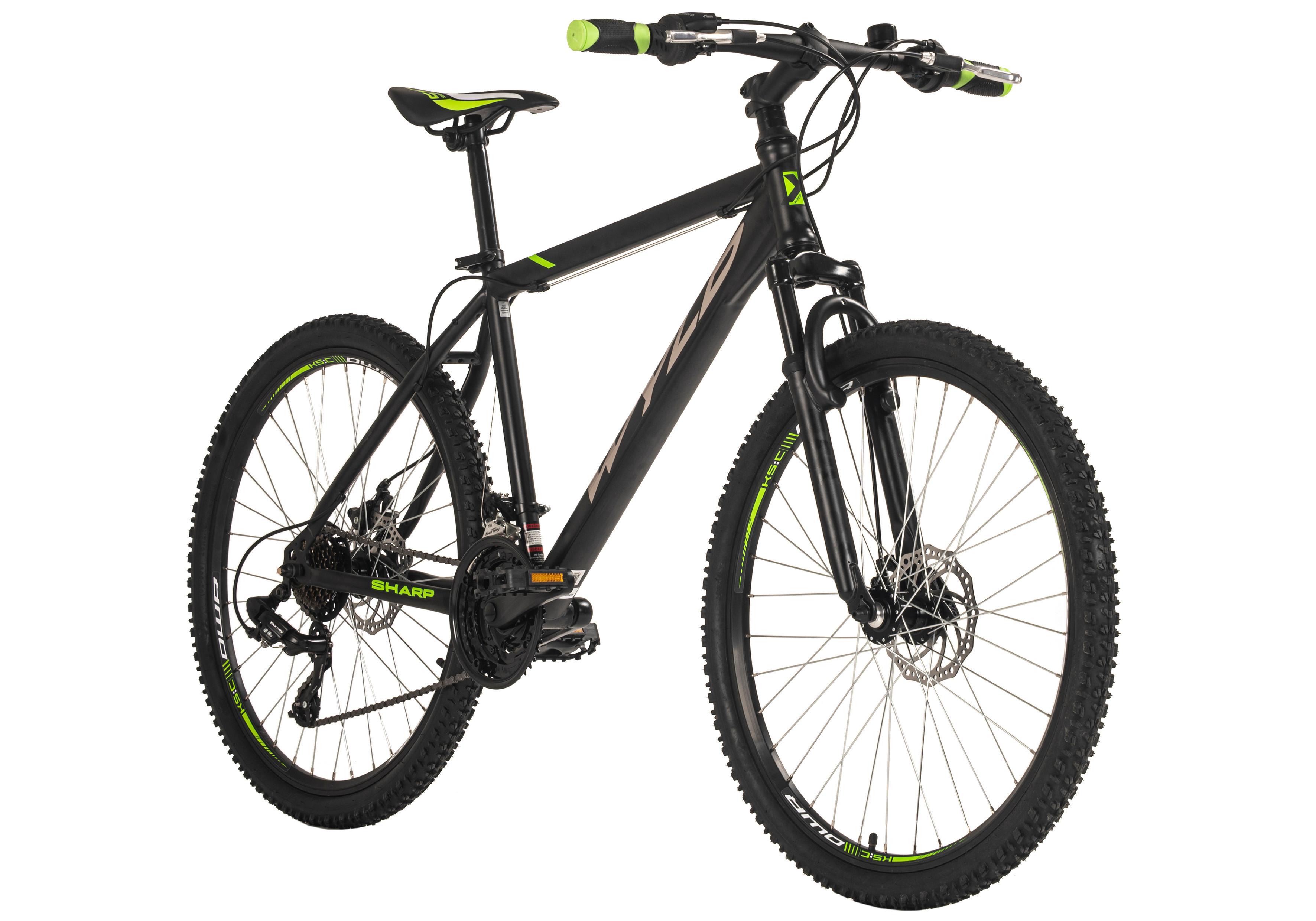 Mountainbike Schwarz/Grün 26 Zoll, Rahmen 46 cm - Schwarz, KONVENTIONELL, Metall (25/140/60cm)