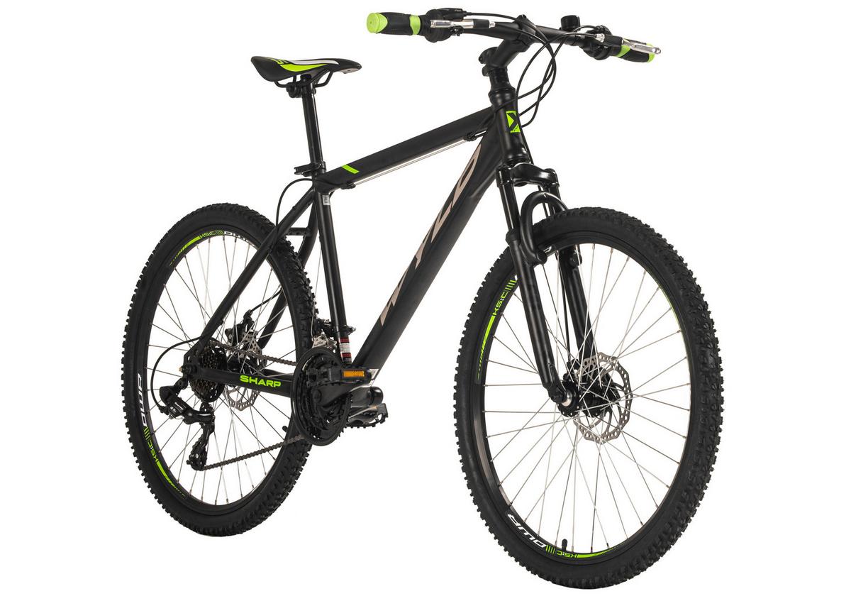 Mountainbike Schwarz/grün 26 Zoll, Rahmen 46 Cm - Schwarz, KONVENTIONELL, Metall (25/140/60cm)