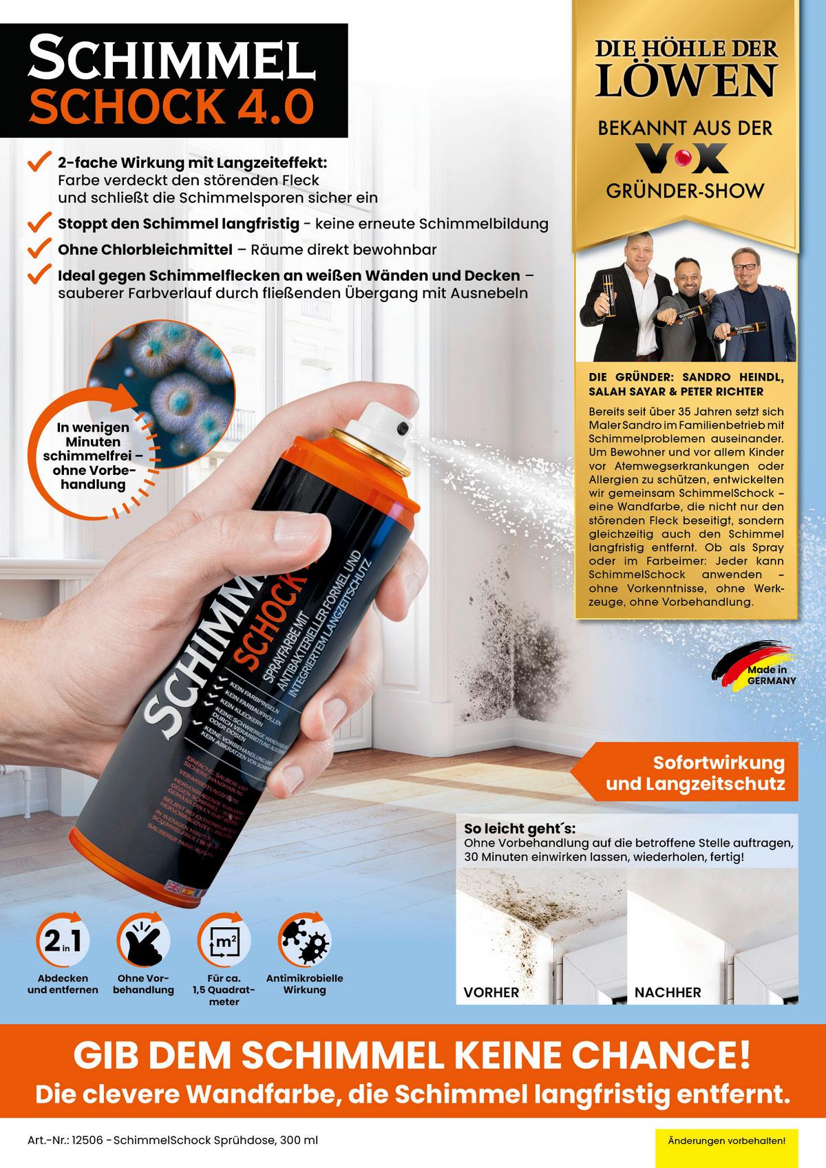 Schimmelschutzkonzentrat Tonis Schimmelschock Schimmels - Schwarz, Basics, Kunststoff/Metall (5,7/20,3cm)