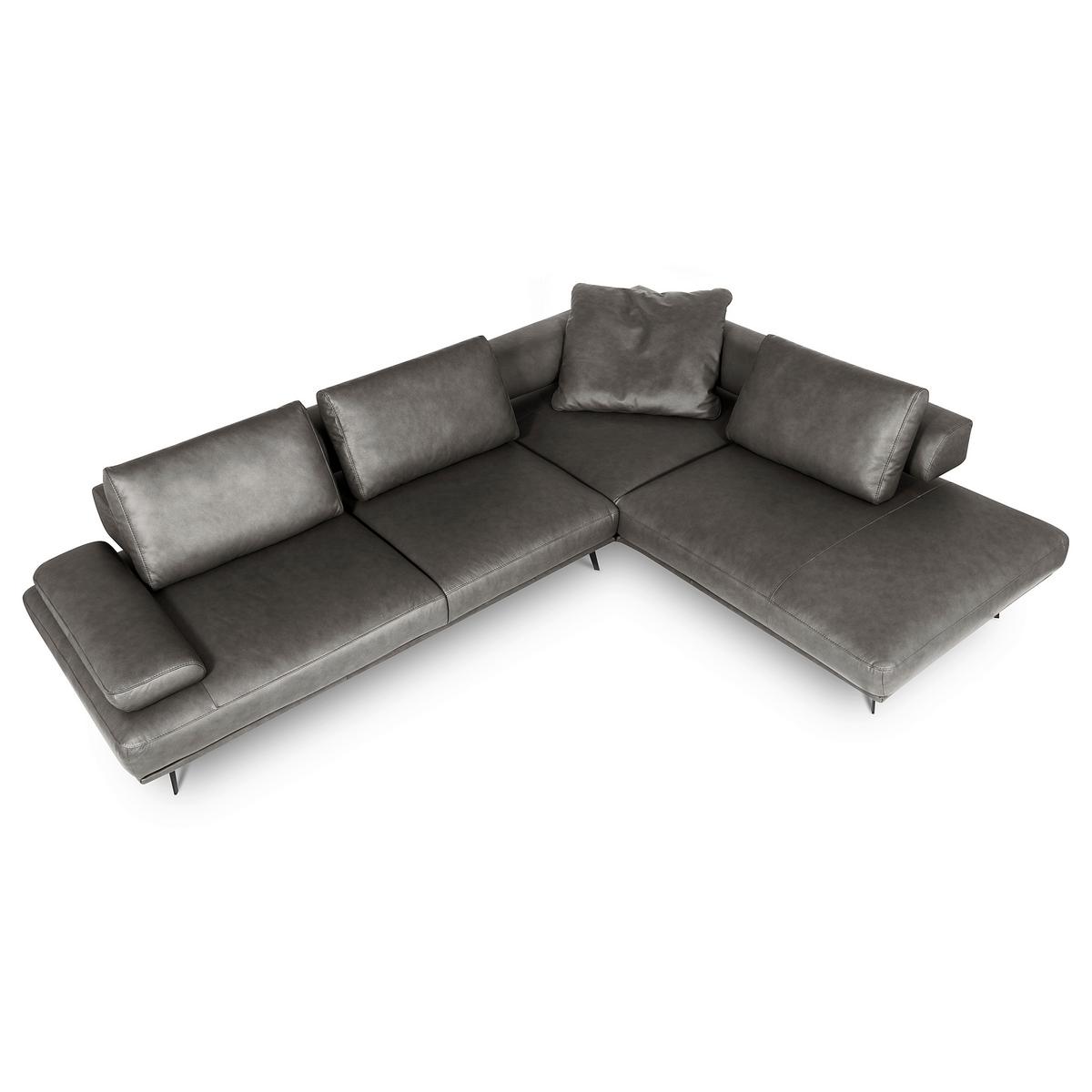 Ecksofa Como Echtleder Anthrazit 306x237 - Anthrazit/Schwarz, Design, Leder (306/237cm) - Livetastic