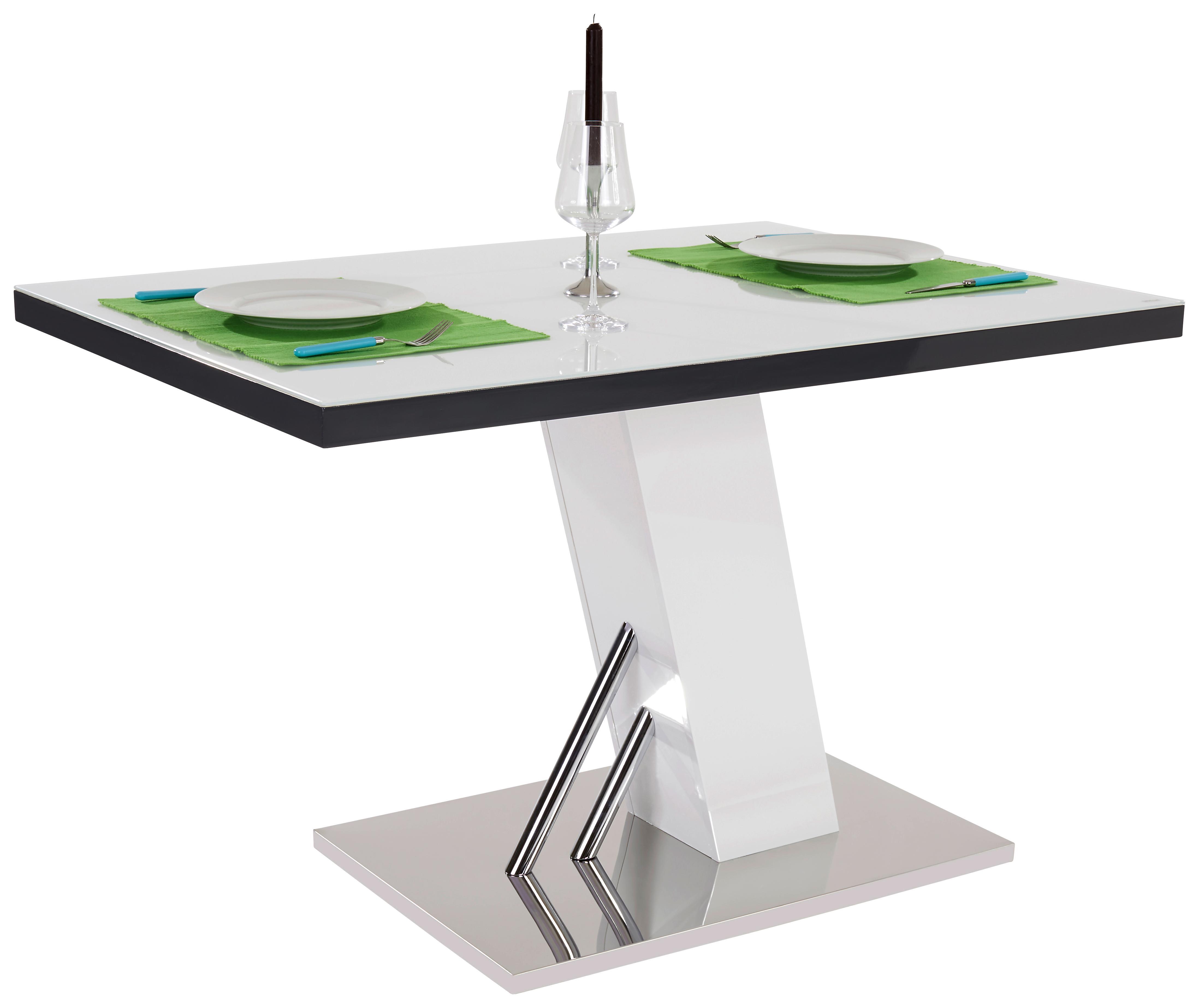 Esstisch Metz 120cm mit Glasplatte - Edelstahlfarben/Weiß, MODERN, Glas/Holzwerkstoff (120/76/80cm)