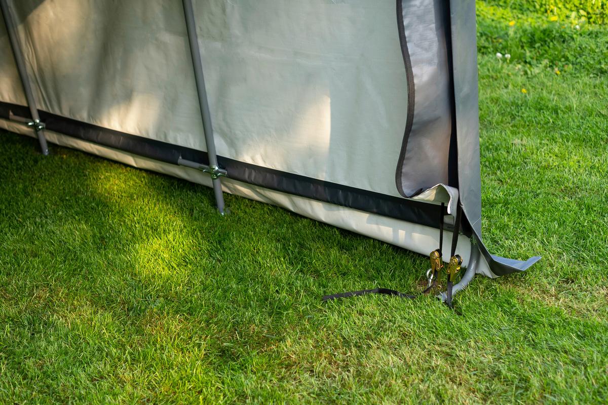 Zeltgarage Weidezelt Garage 18 M² - Grau, Basics, Kunststoff (370/260/490cm)