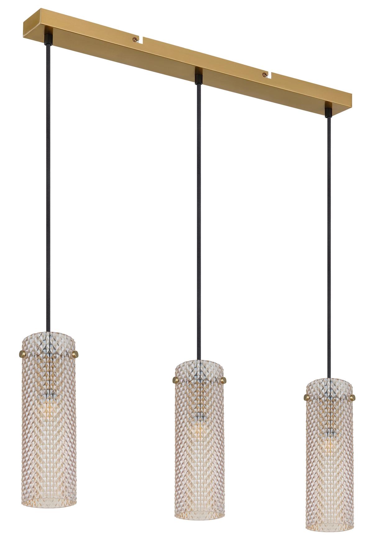 Függőlámpa 15775-3h  Karolo - fekete/aranyszínű, Konventionell, üveg/textil (65/8/120cm) - Globo