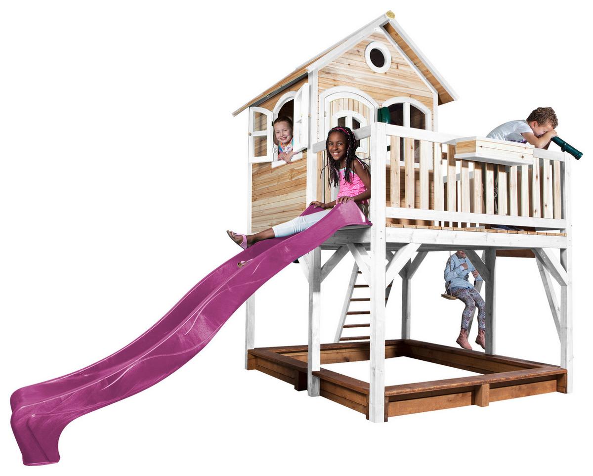 Spielturm A030.153.41 - Lila/Braun, KONVENTIONELL, Holz (613/291/277cm) - Ambia Garden