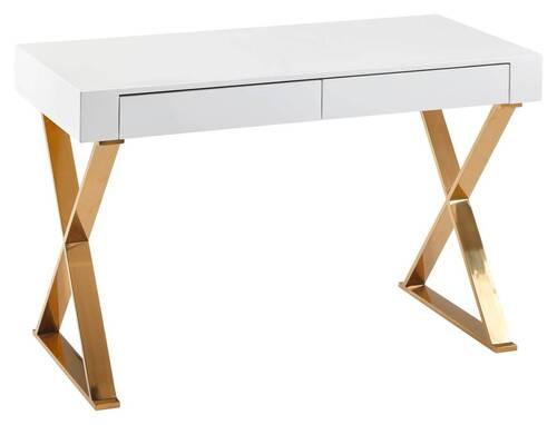 Psací stůl bílý - bílá/barvy zlata, Moderní, kov/kompozitní dřevo (118/57/76cm) - MID.YOU