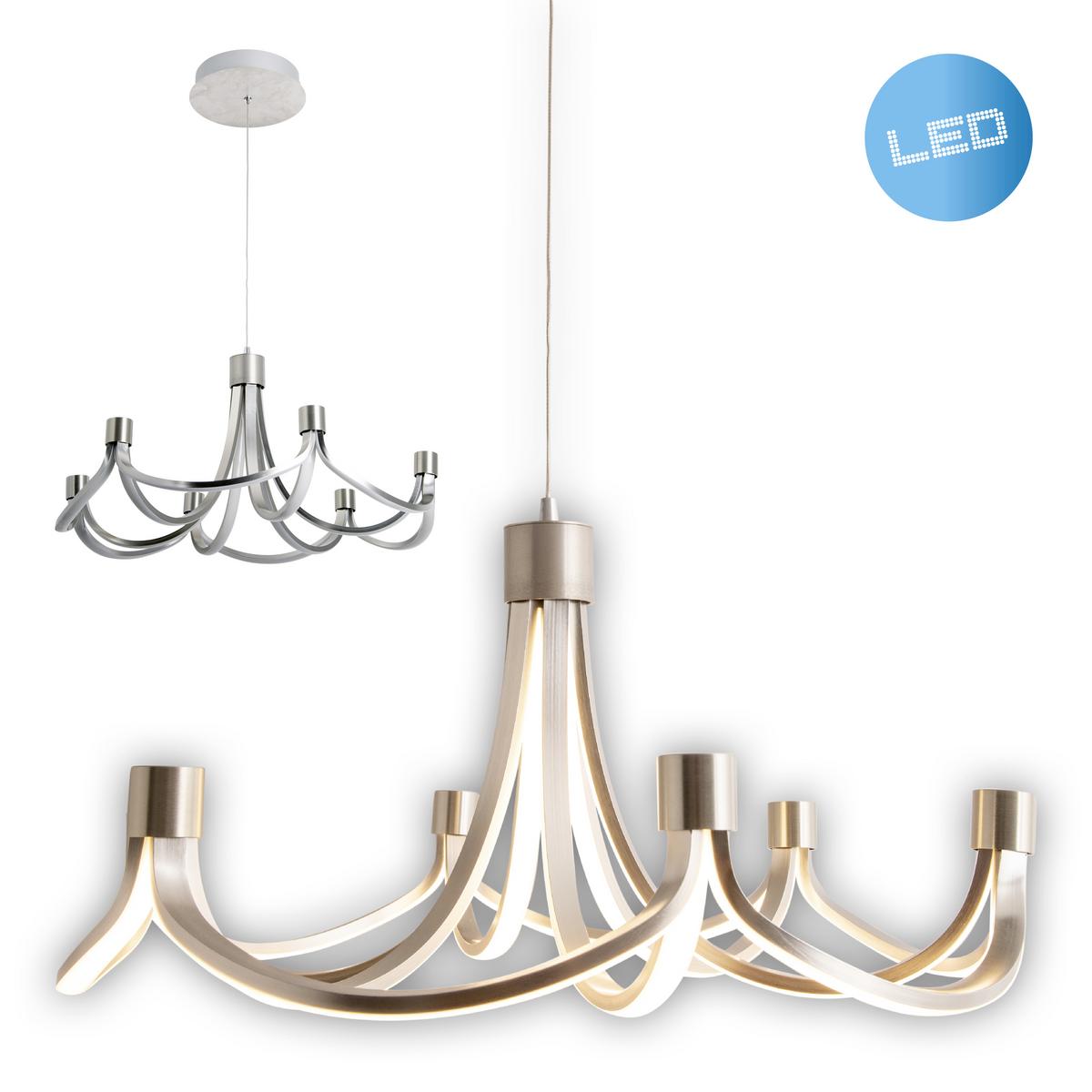 Led-hängeleuchte 1-flammig 6137546 - Silberfarben/Weiß, Design, Kunststoff/Metall (55cm) - Näve