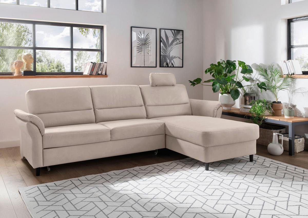 Ecksofa Cavoli, Beige S: 279x176 cm - Beige/Schwarz, MODERN, Textil (279/176cm) - Livetastic