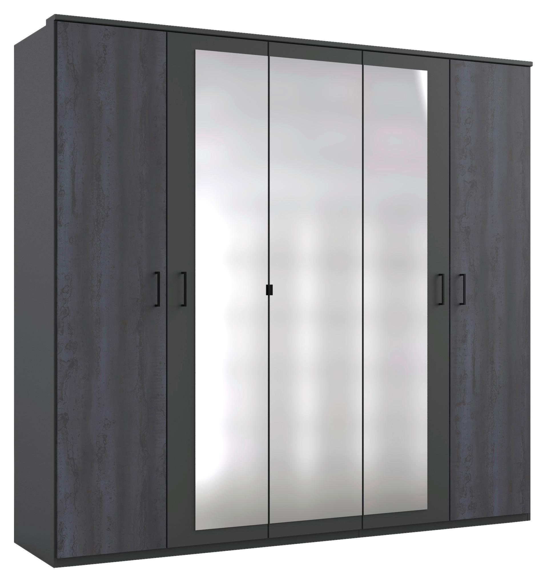 Drehtürenschrank Mit Spiegel B: 225 cm Kopenhagen, Dunkelgrau - Dunkelgrau/Graphitfarben, Basics, Holzwerkstoff (225/208/58cm) - MID.YOU