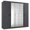 Drehtürenschrank Mit Spiegel B: 225 Cm Kopenhagen, Dunkelgrau - Dunkelgrau/Silberfarben, Basics, Holzwerkstoff (225/208/58cm) - MID.YOU