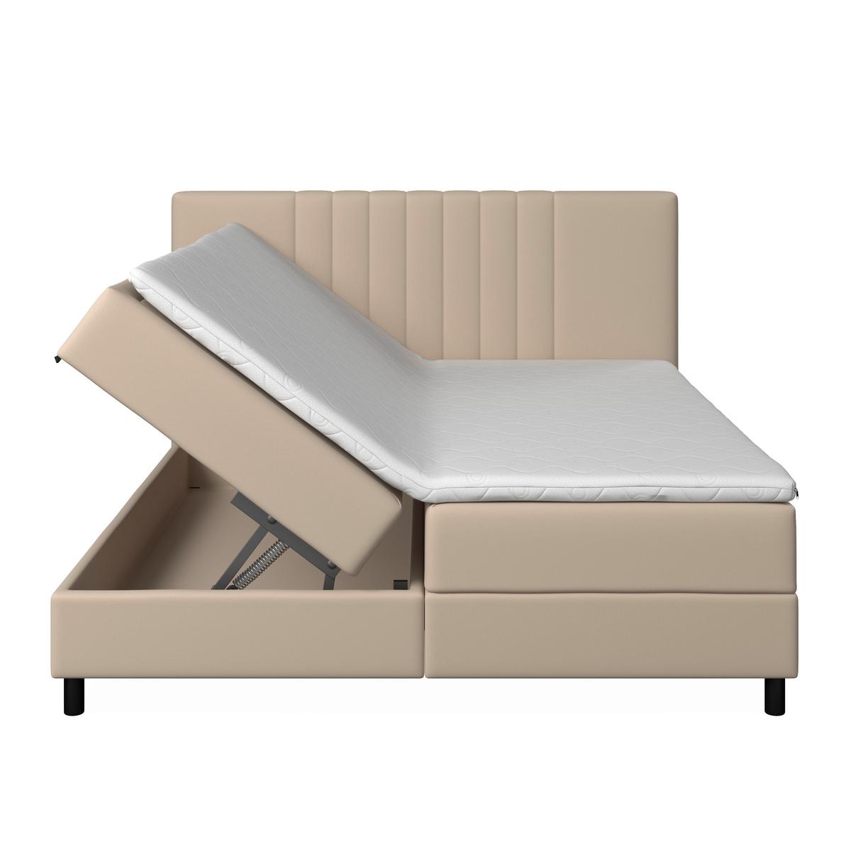 Posteľ boxspring ROMA, béžová, 180x200cm - čierna/béžová, Modern, kov/drevo (180/200cm)